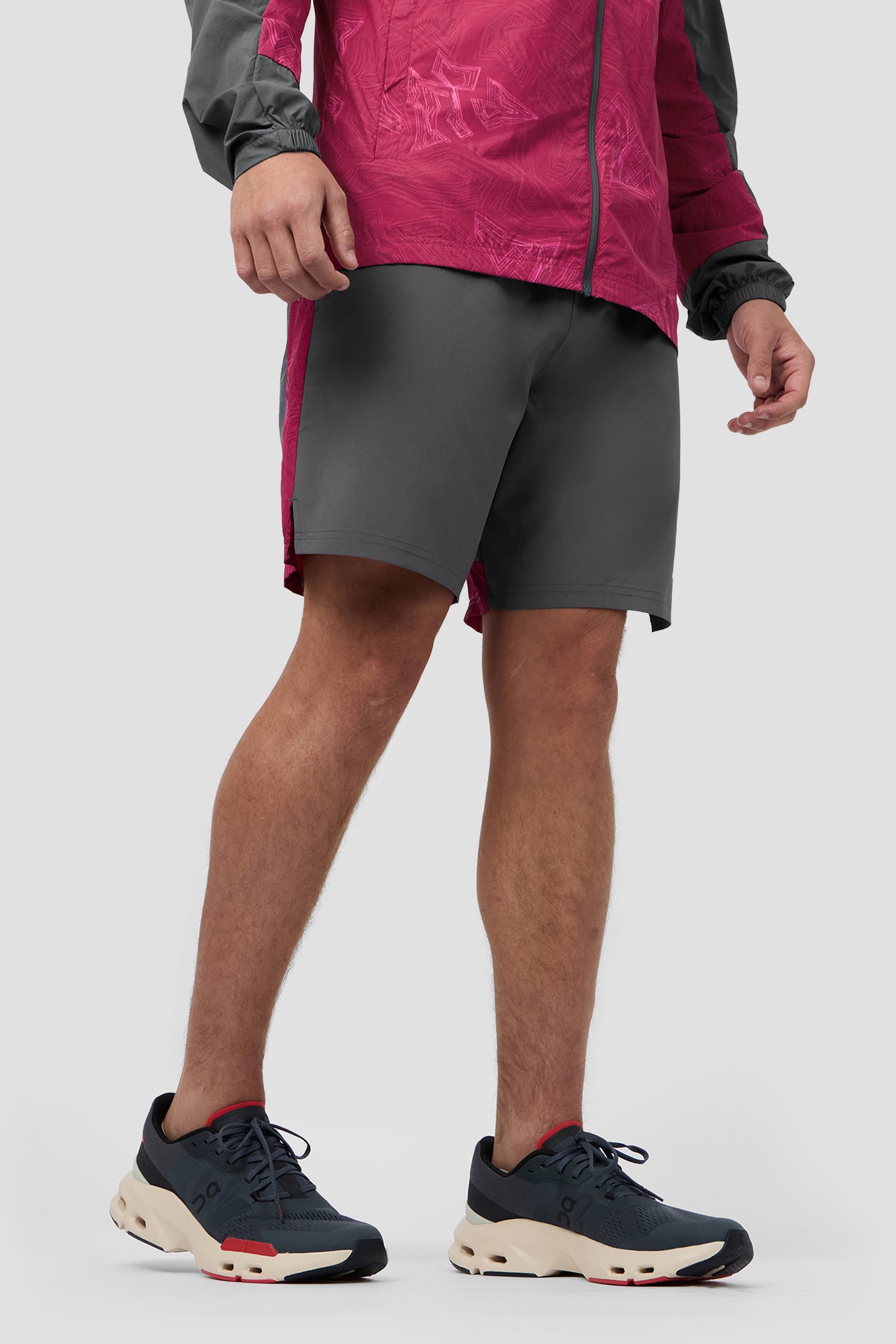 Geo M Print Short - Slate Grey/Cherry