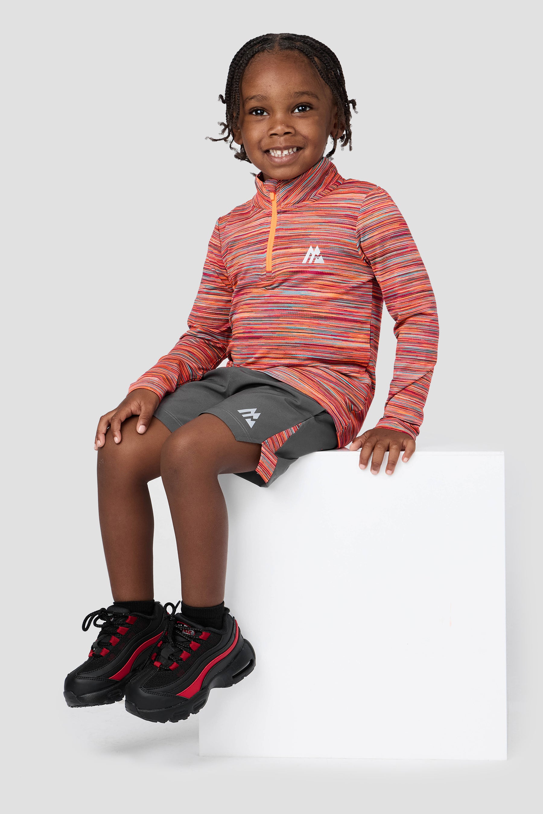 Infant Boy's Trail 1/4 Zip - Orange/Sky/Cherry