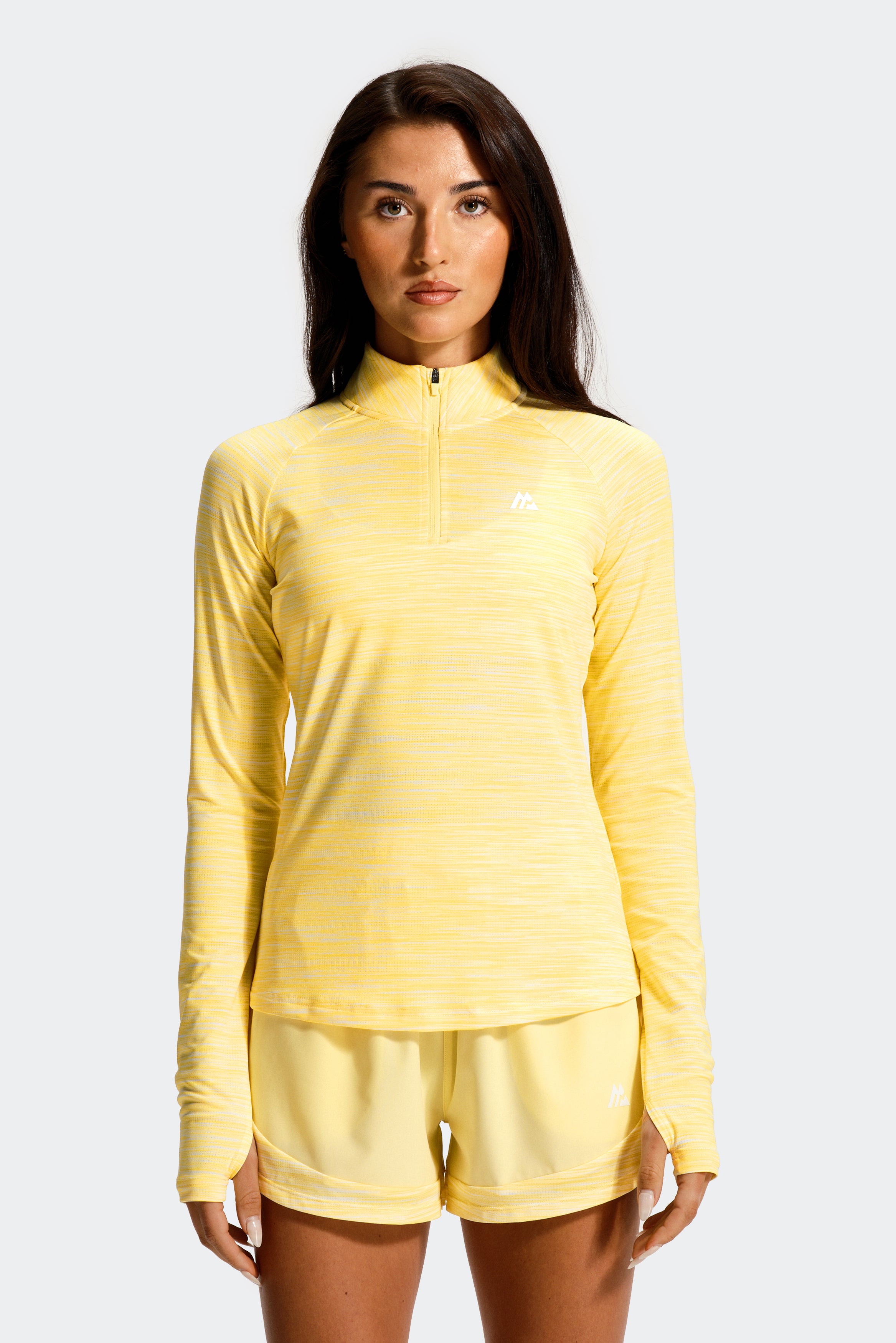 Montirex Women's Trail 1/4 Zip Lemon/White | Sportswear Gymwear