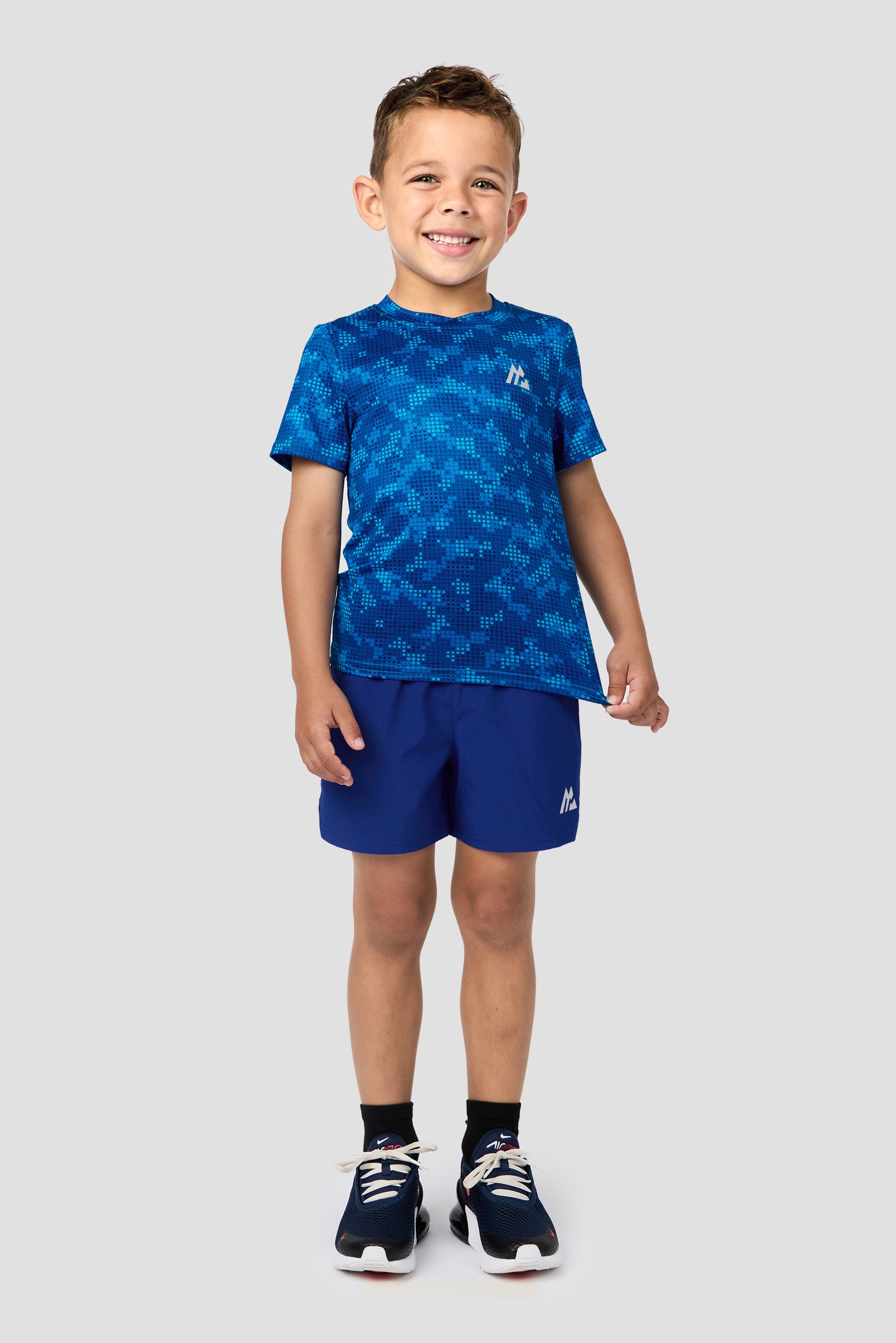 Descent Print T-Shirt/Short Set - Marine Blue/Cobalt Blue/Neon Blue