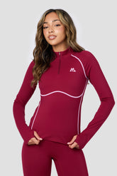 Accolade 1/4 Zip - Dark Crimson/Rosella