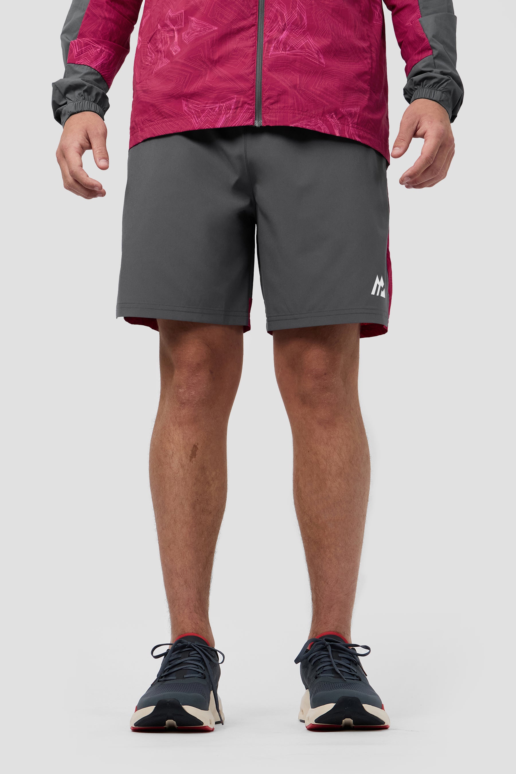 Geo M Print Short - Slate Grey/Cherry