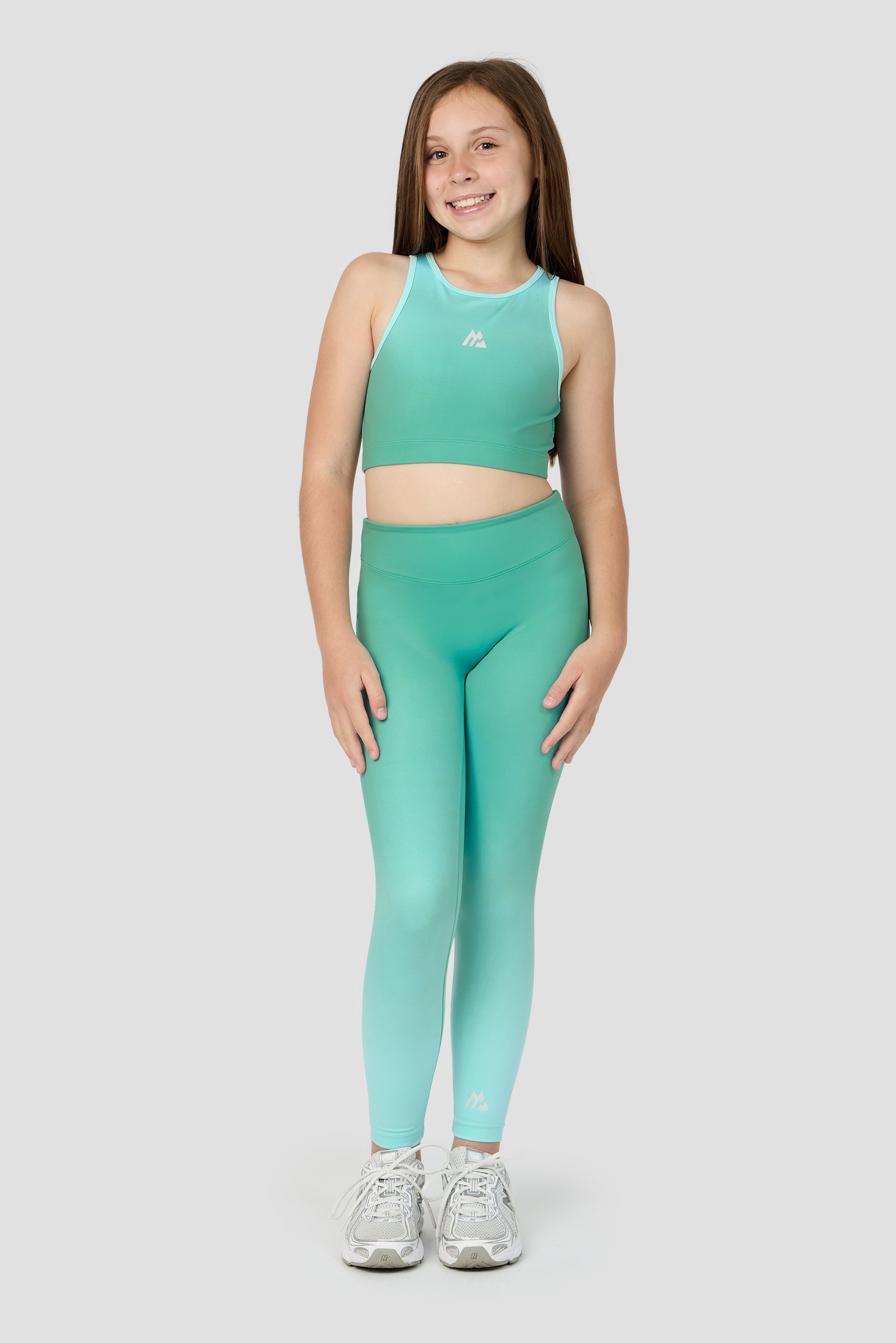 Girls Glow Legging - Mineral Green/Arctic Blue