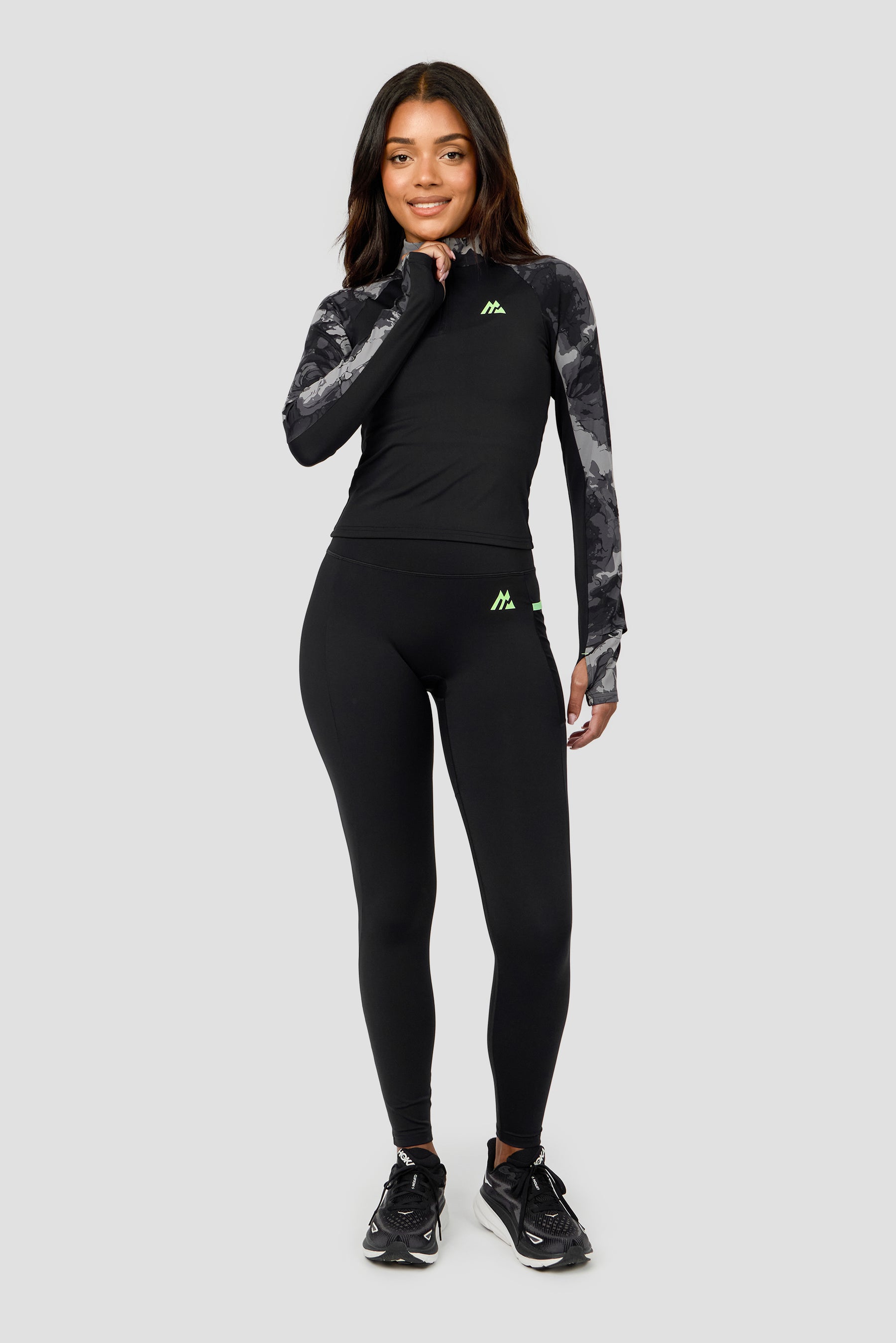 Fusion Print 1/4 Zip - Black/Winter Sky