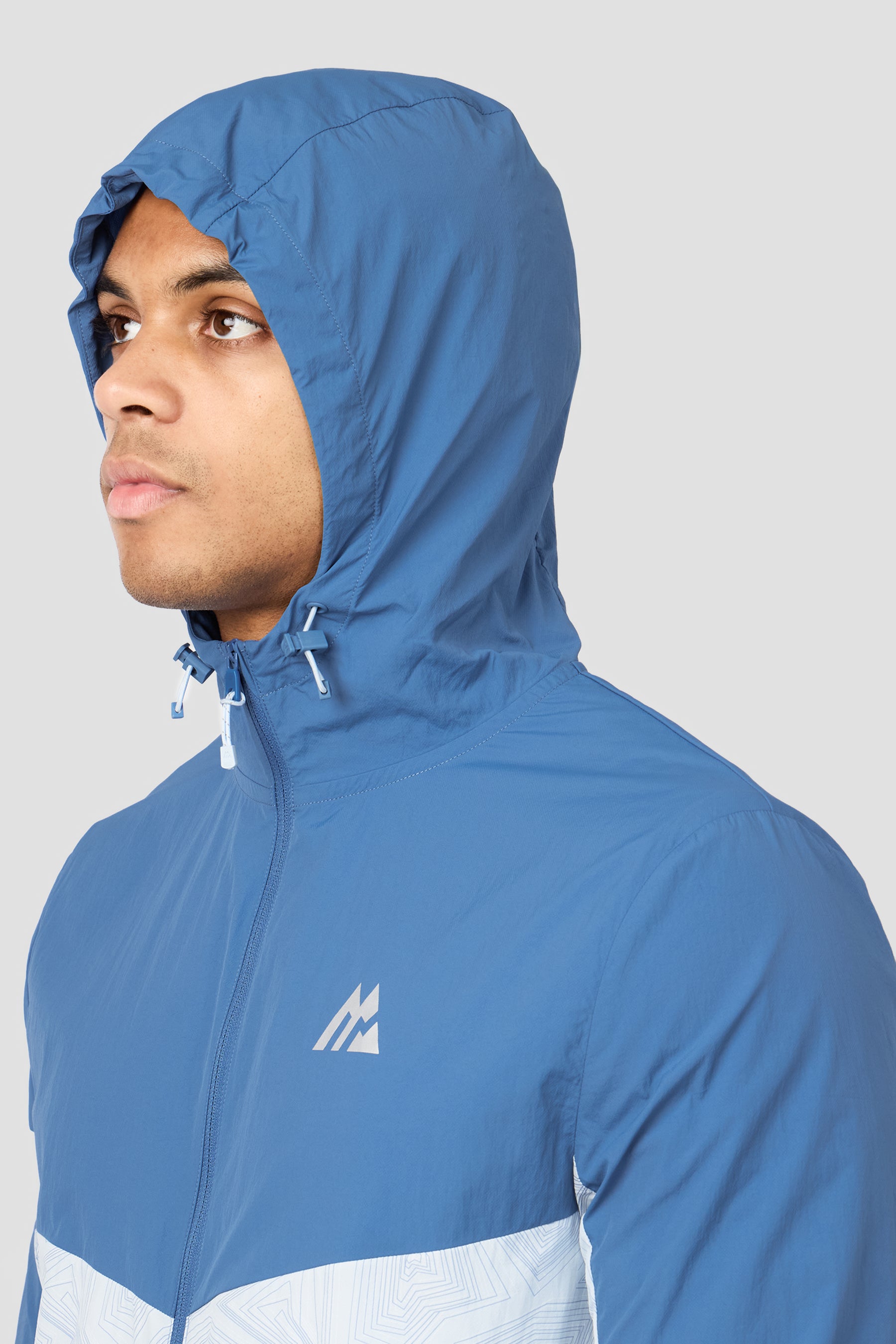 Geo M Print Windbreaker - Charcoal Blue/Summer Mist