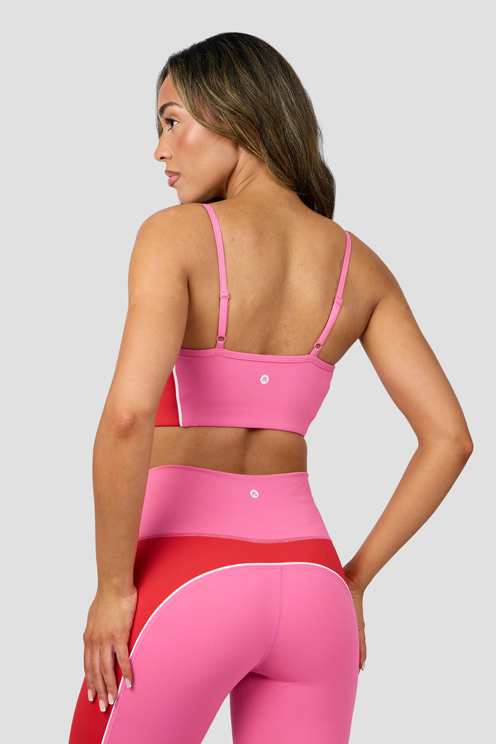 Vitality Sports Bra - Peony Pink/Poppy Red/White