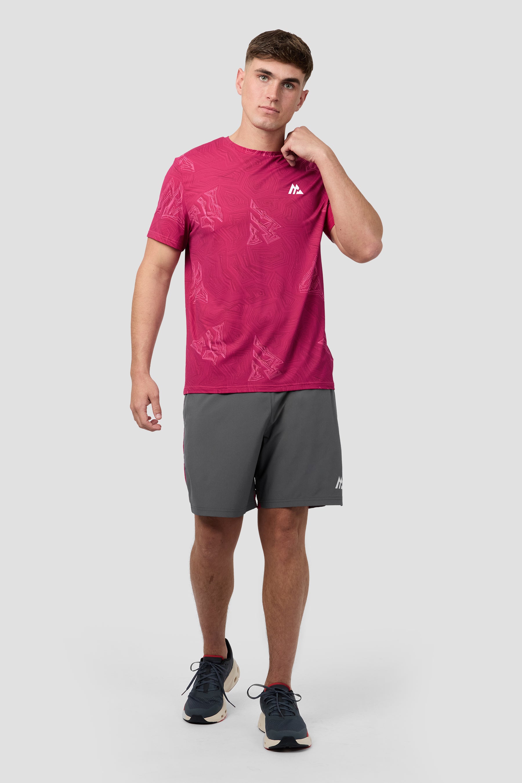 Geo M Print T-Shirt - Cherry