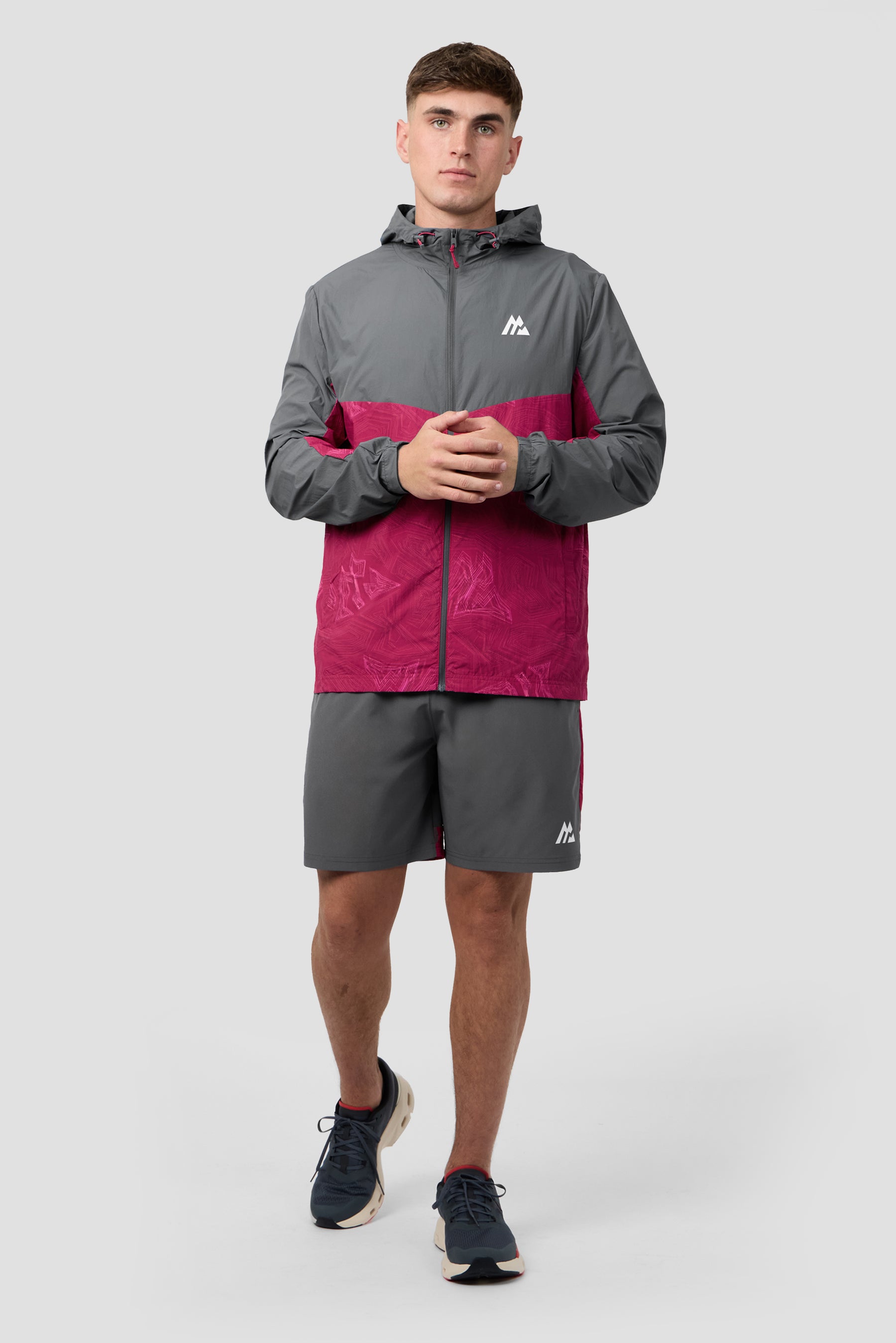 Geo M Print Short - Slate Grey/Cherry