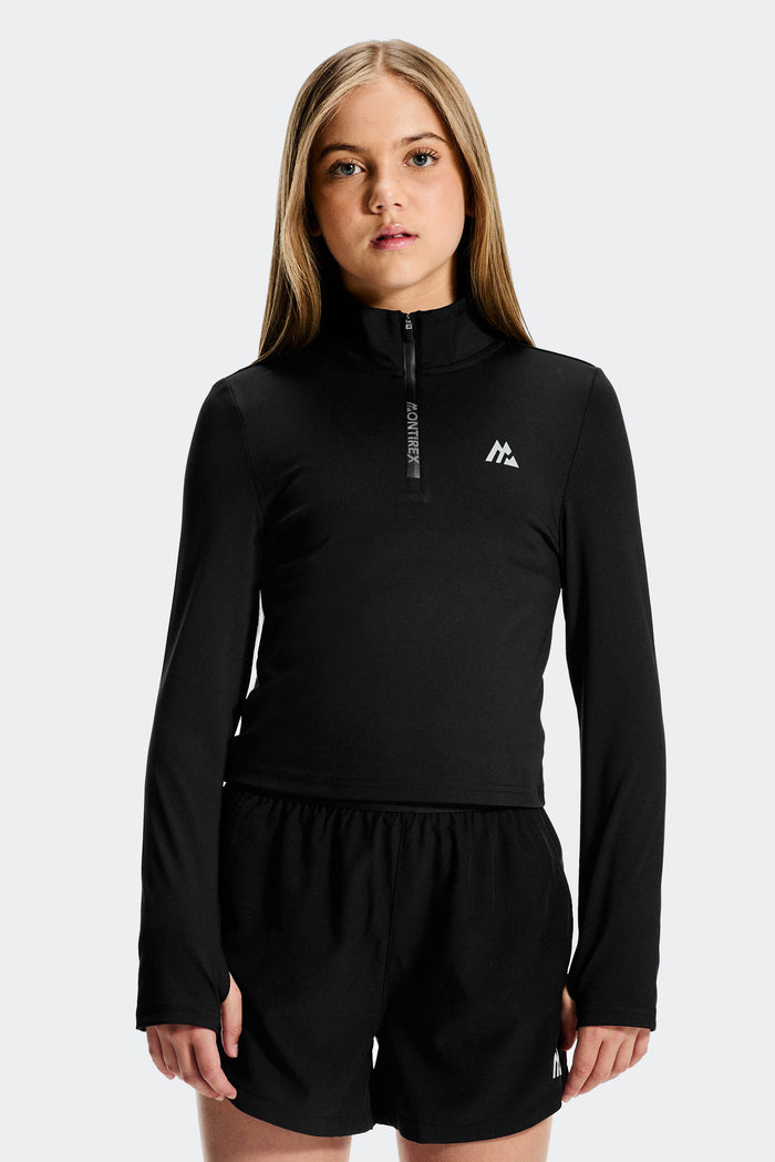 Girls Icon 1/4 Zip - Black