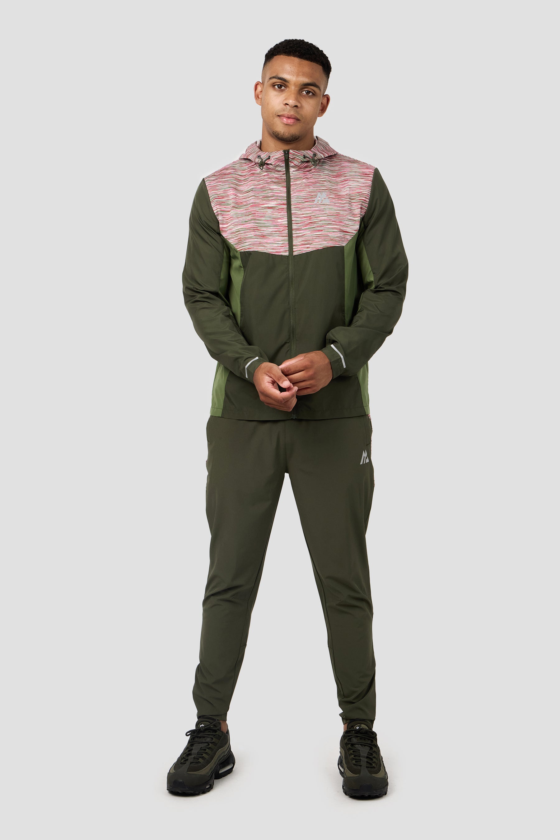 Trail Panel Running Pant - Khaki/Pink/Red