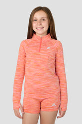 Girls Trail 1/4 Zip - Orange/Pink