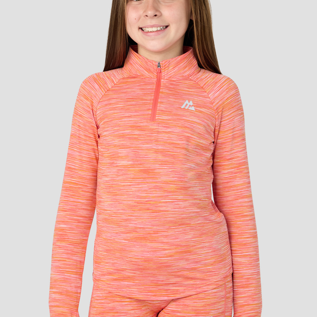 Girls Trail 1/4 Zip Orange/Pink | Montirex Sportswear Gymwear
