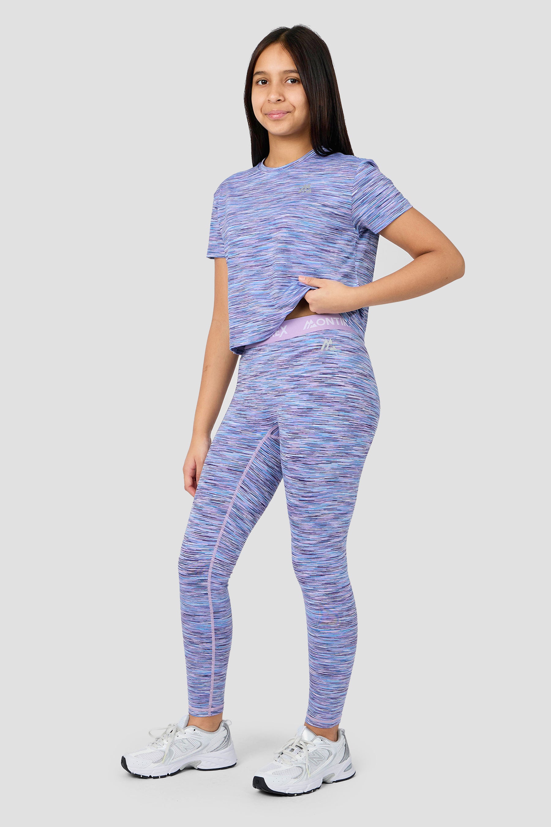 Girls Trail Icon Legging - Lilac/Blue/White