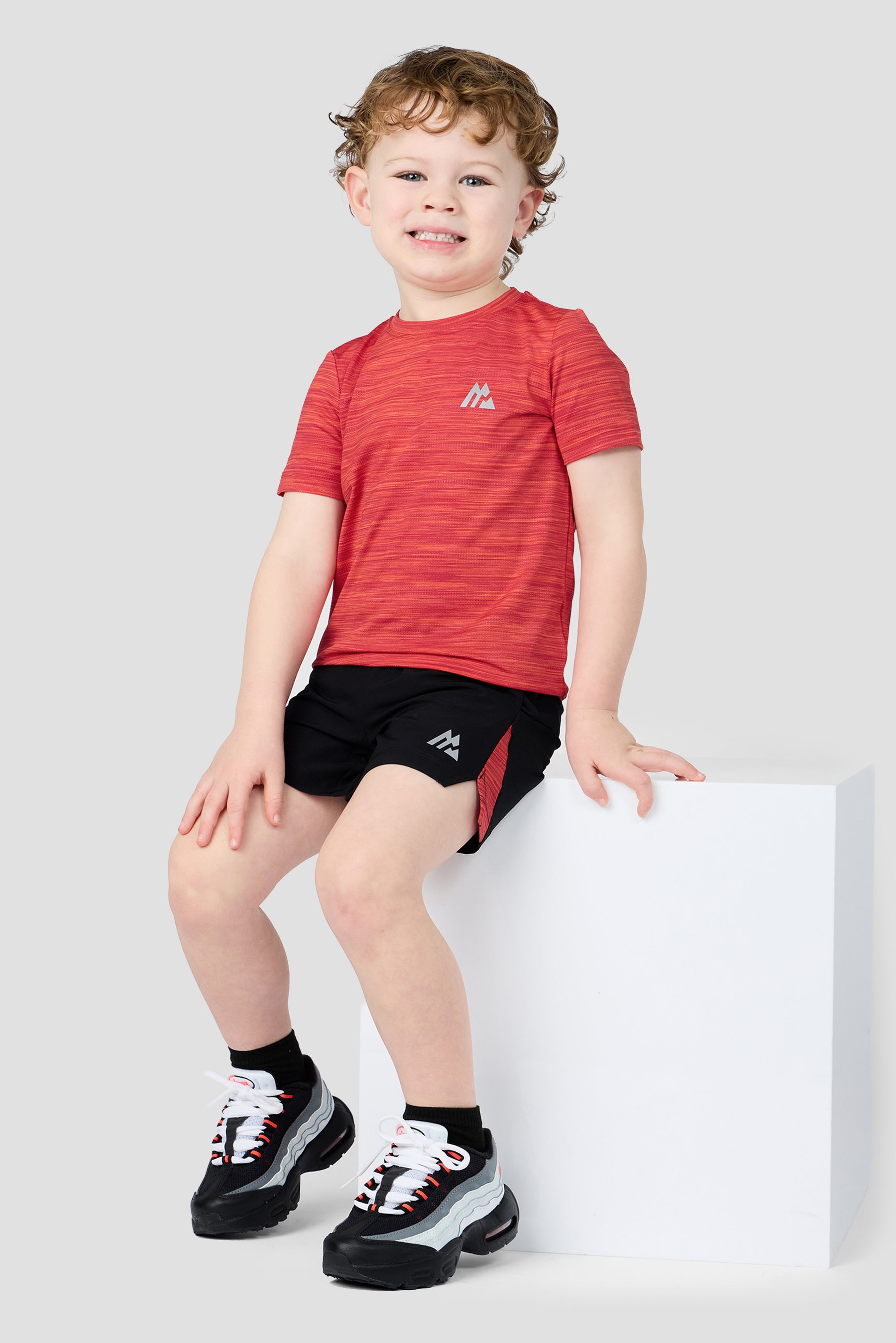 Infant Boys Trail T-Shirt/Short Set - Black/Red/Orange