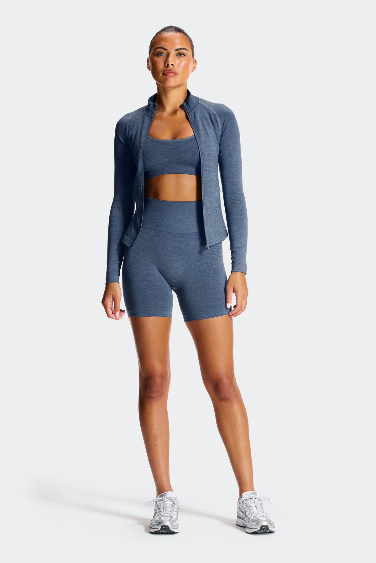Trail Seamless Full Zip - Greyed Indigo Marl