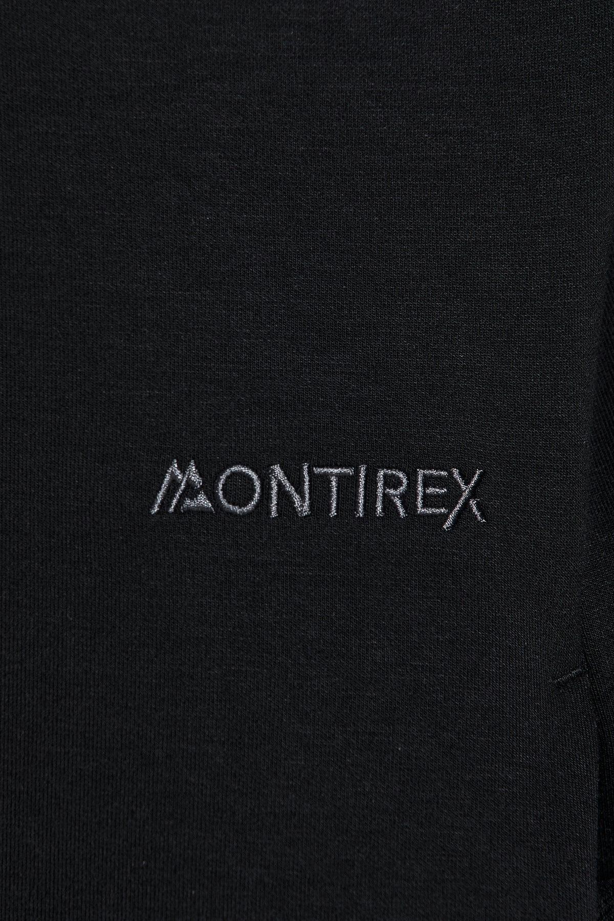 Alpex Hood - Black — Embroidered Montirex branding.