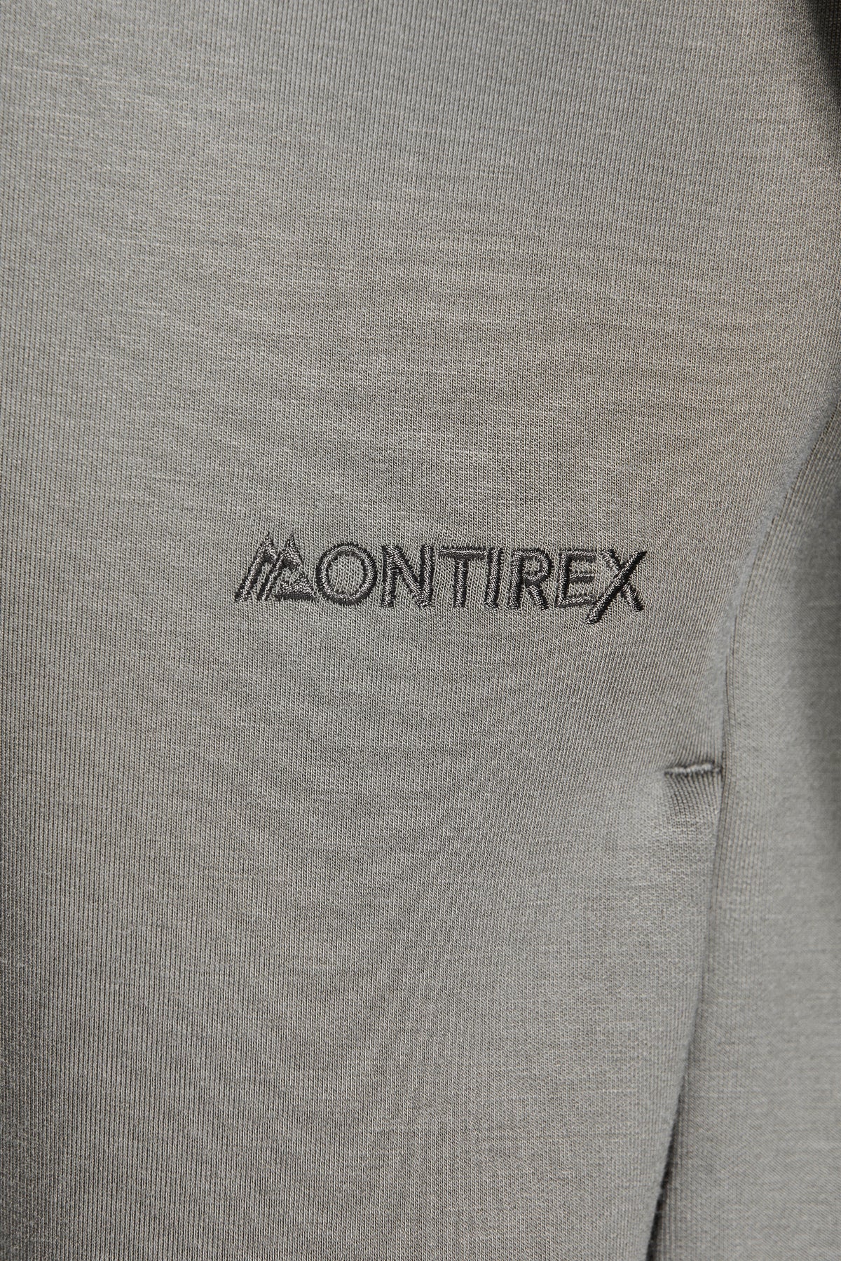 Alpex Hood - Weathered Stone — Embroidered Montirex branding.