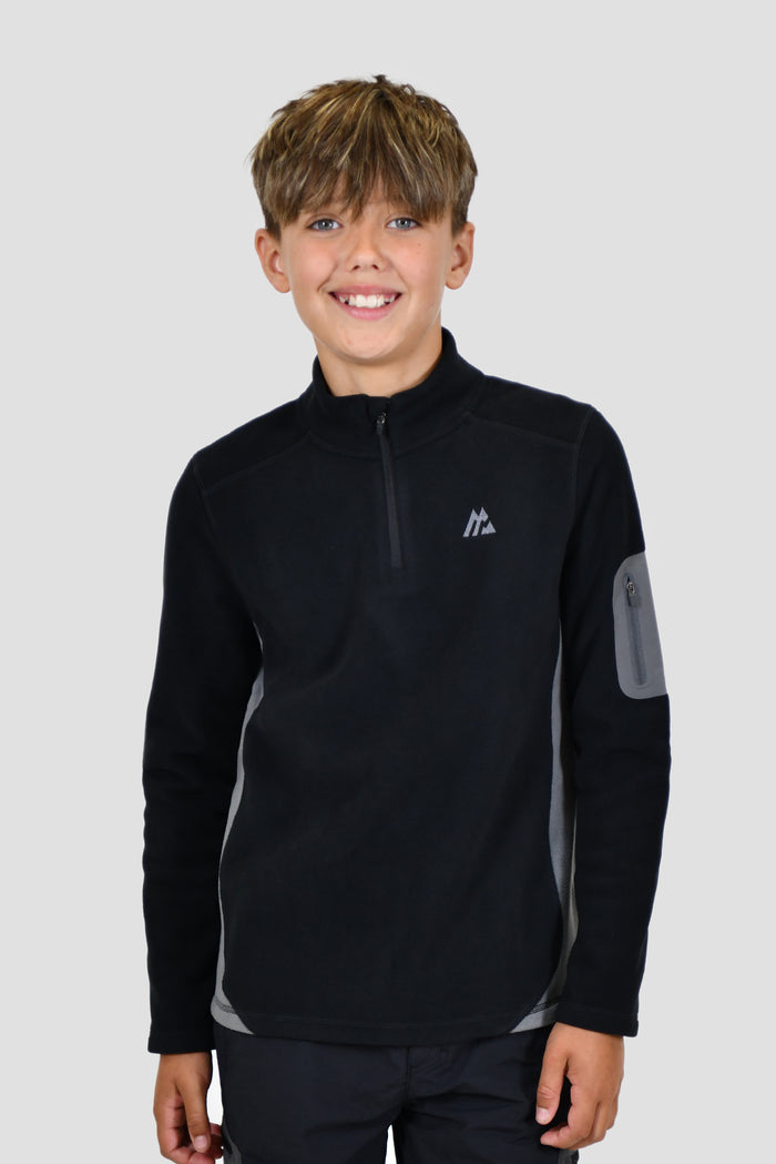 Junior Altitude Micro Fleece 1/4 Zip - Black/Cement Grey