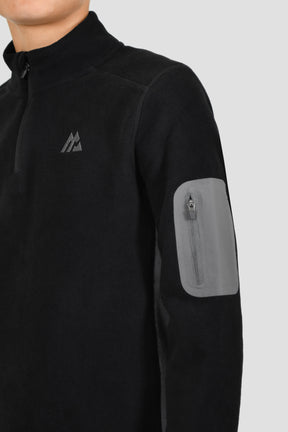 Junior Altitude Micro Fleece 1/4 Zip - Black/Cement Grey