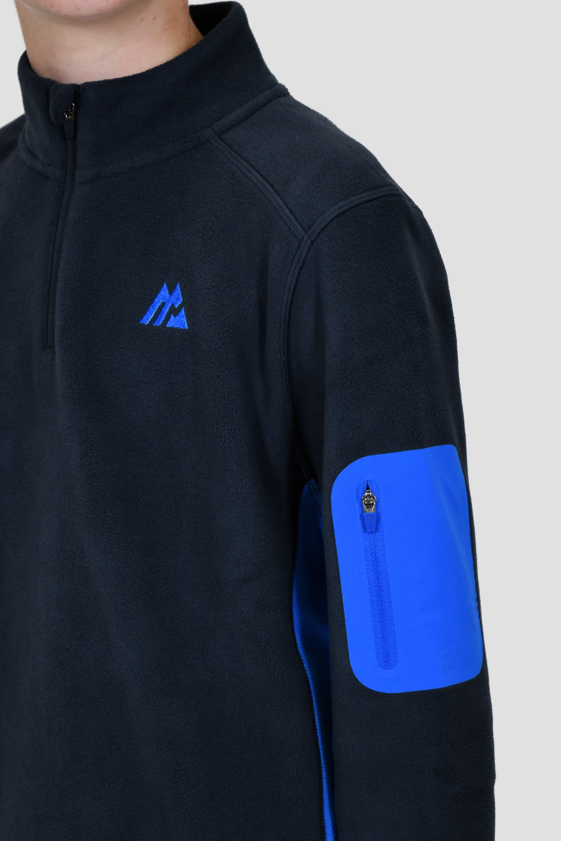 Boys Altitude Micro Fleece 1/4 Zip - Midnight Blue/Neon Blue