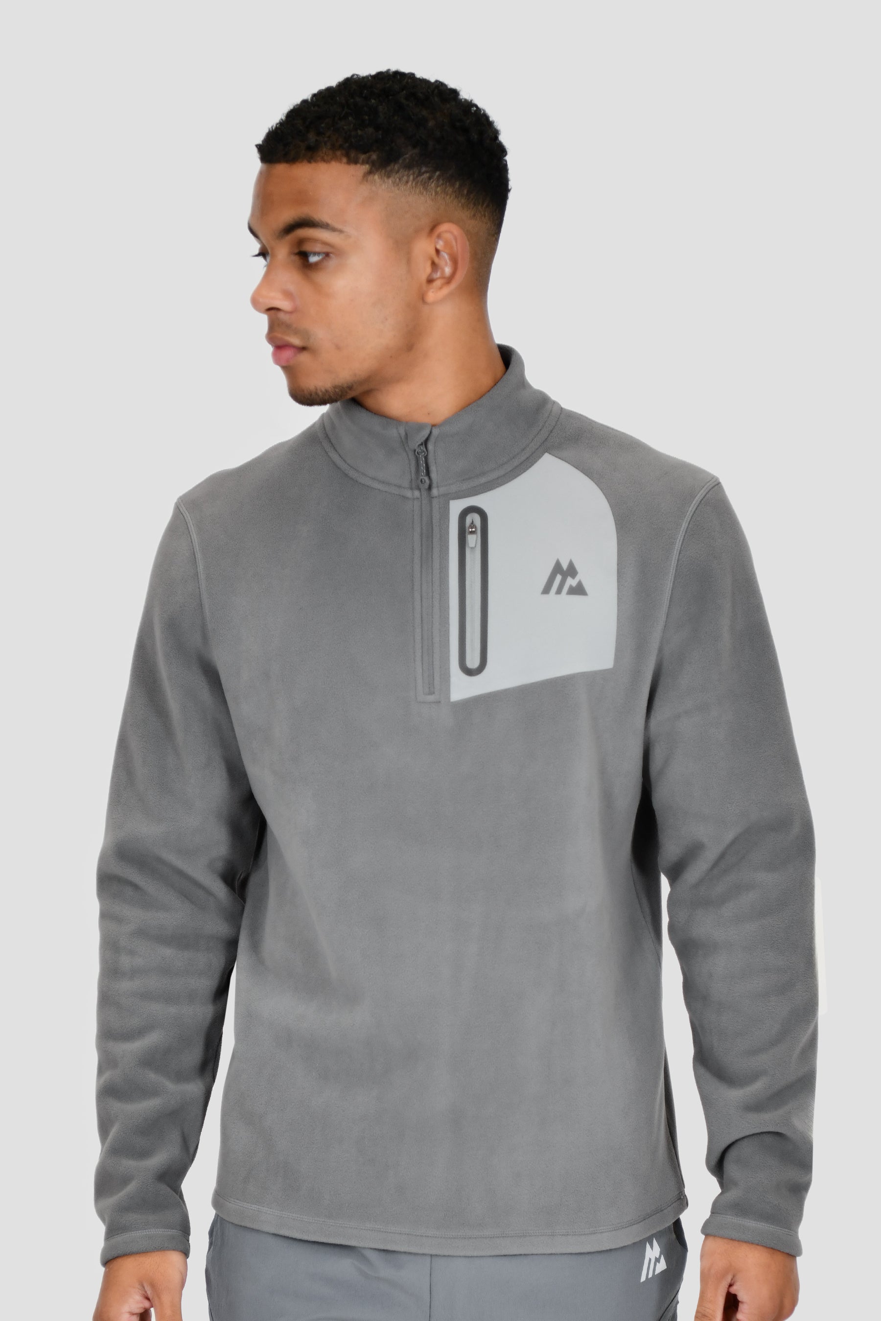 Ascent Polar Fleece 1 4 Zip Cement Grey Platinum Grey