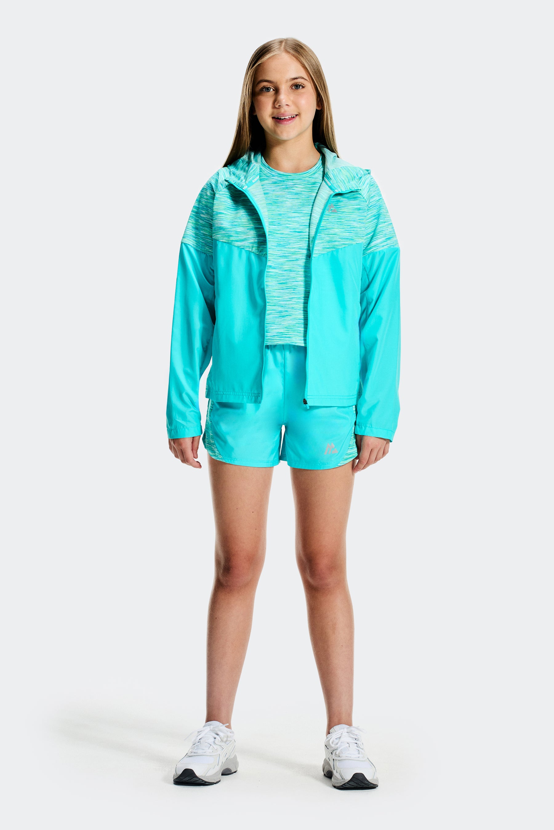 Girls Trail Windbreaker - Aqua Blue Multi