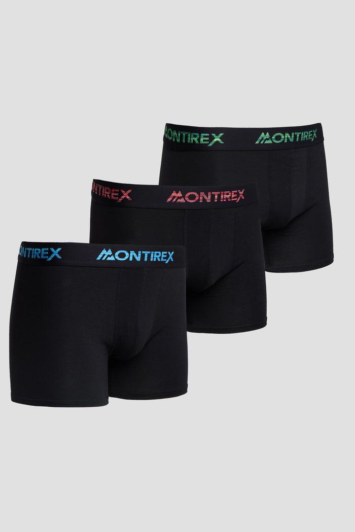 3 Pack Trail Boxer - Black/Red/Green/Blue