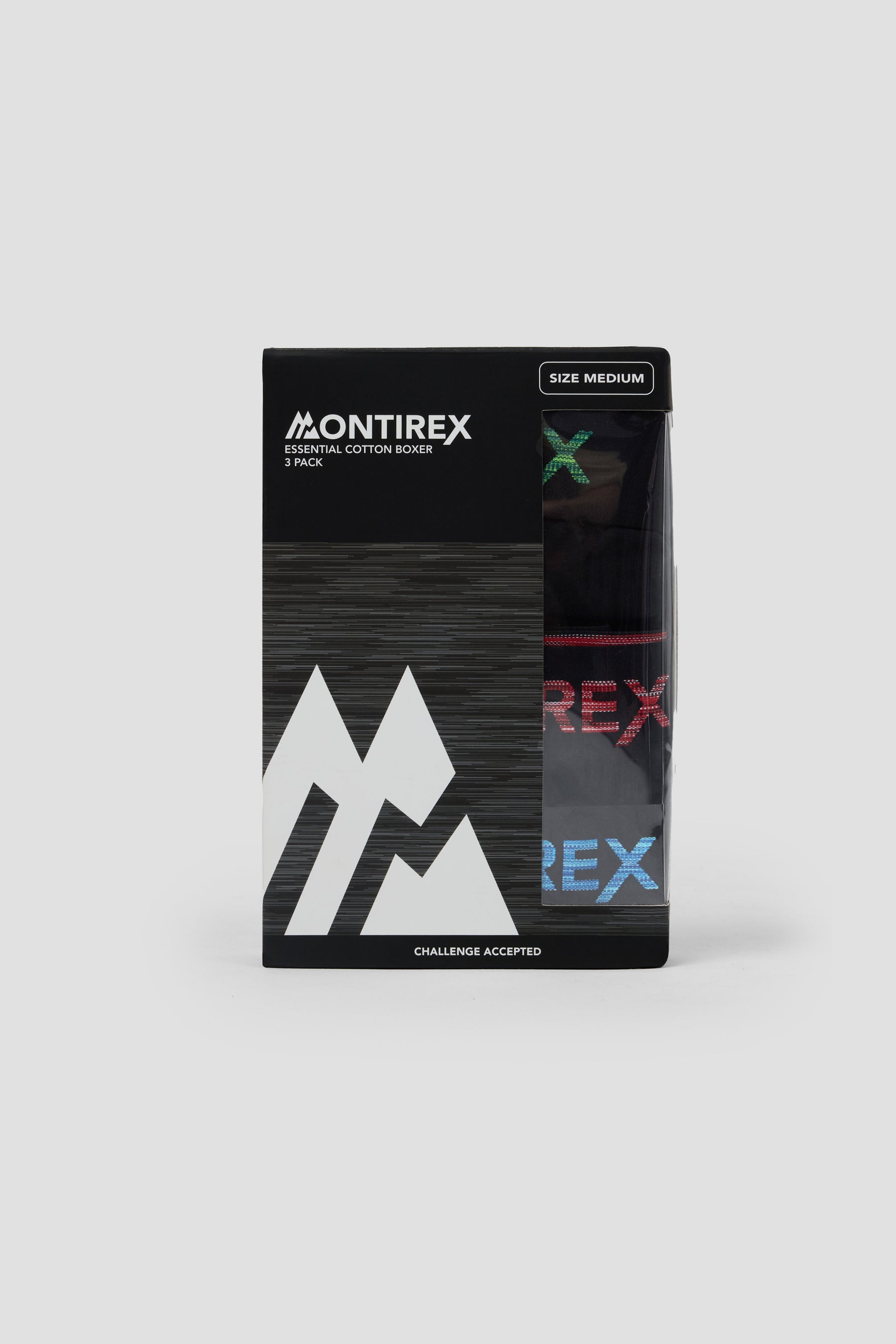 3 Pack Trail Boxer - Black/Red/Green/Blue