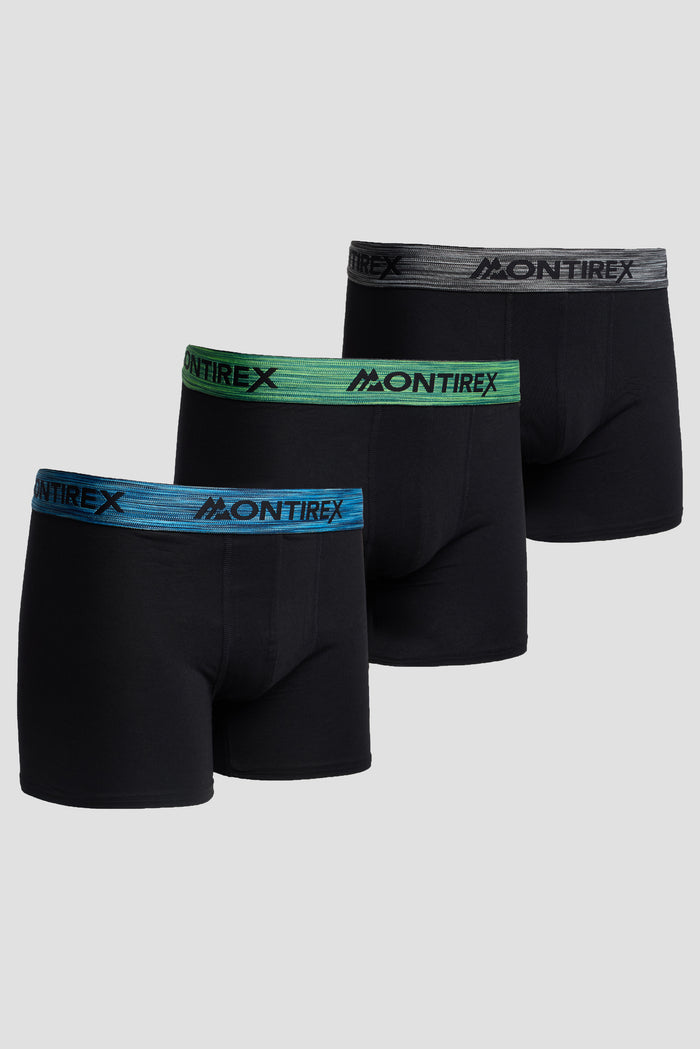 3 Pack Trail Boxer - Black/Grey/Blue/Grey