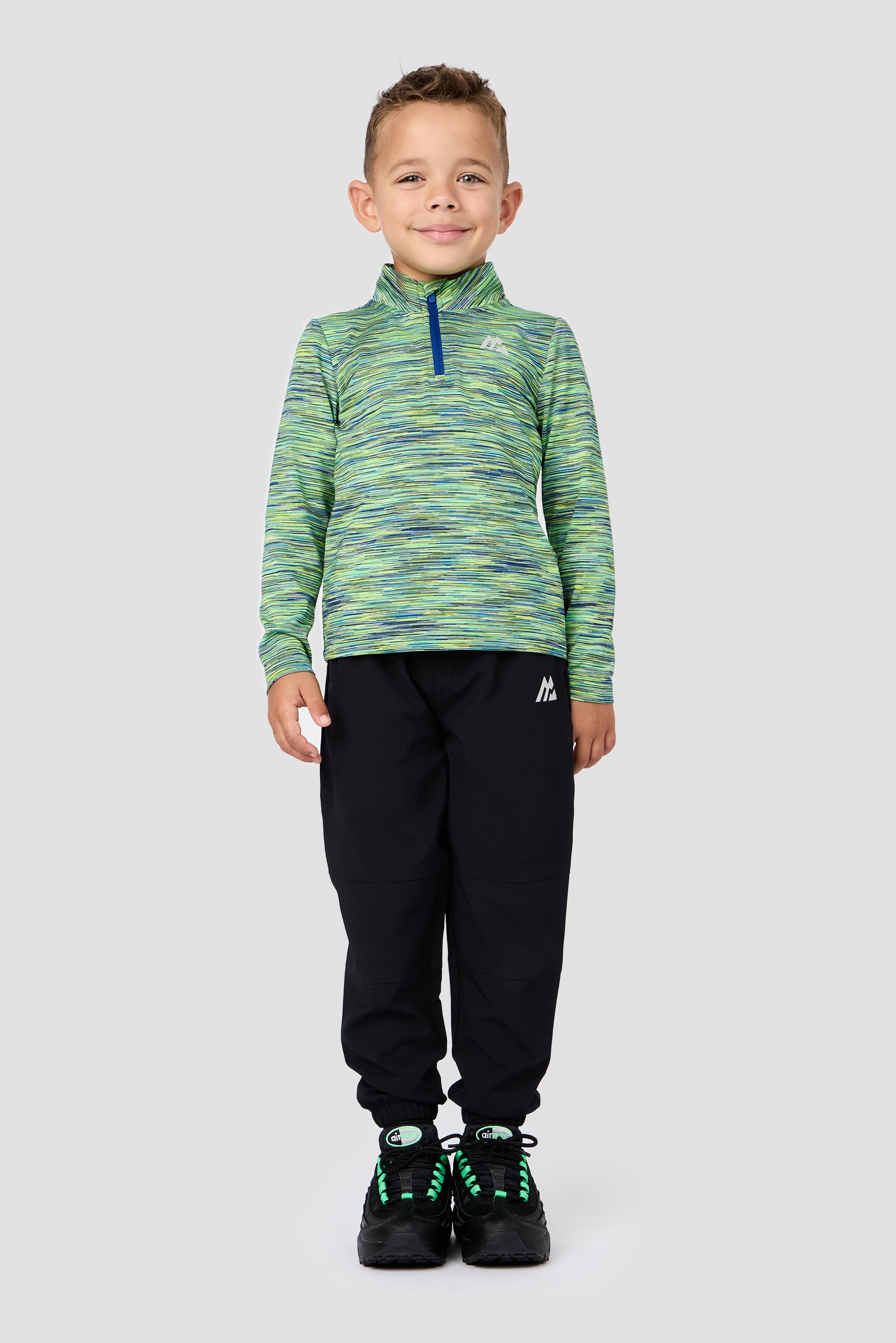 Infant Boys Trail 1/4 Zip/Pant Set - Blue/Neon Green/Black