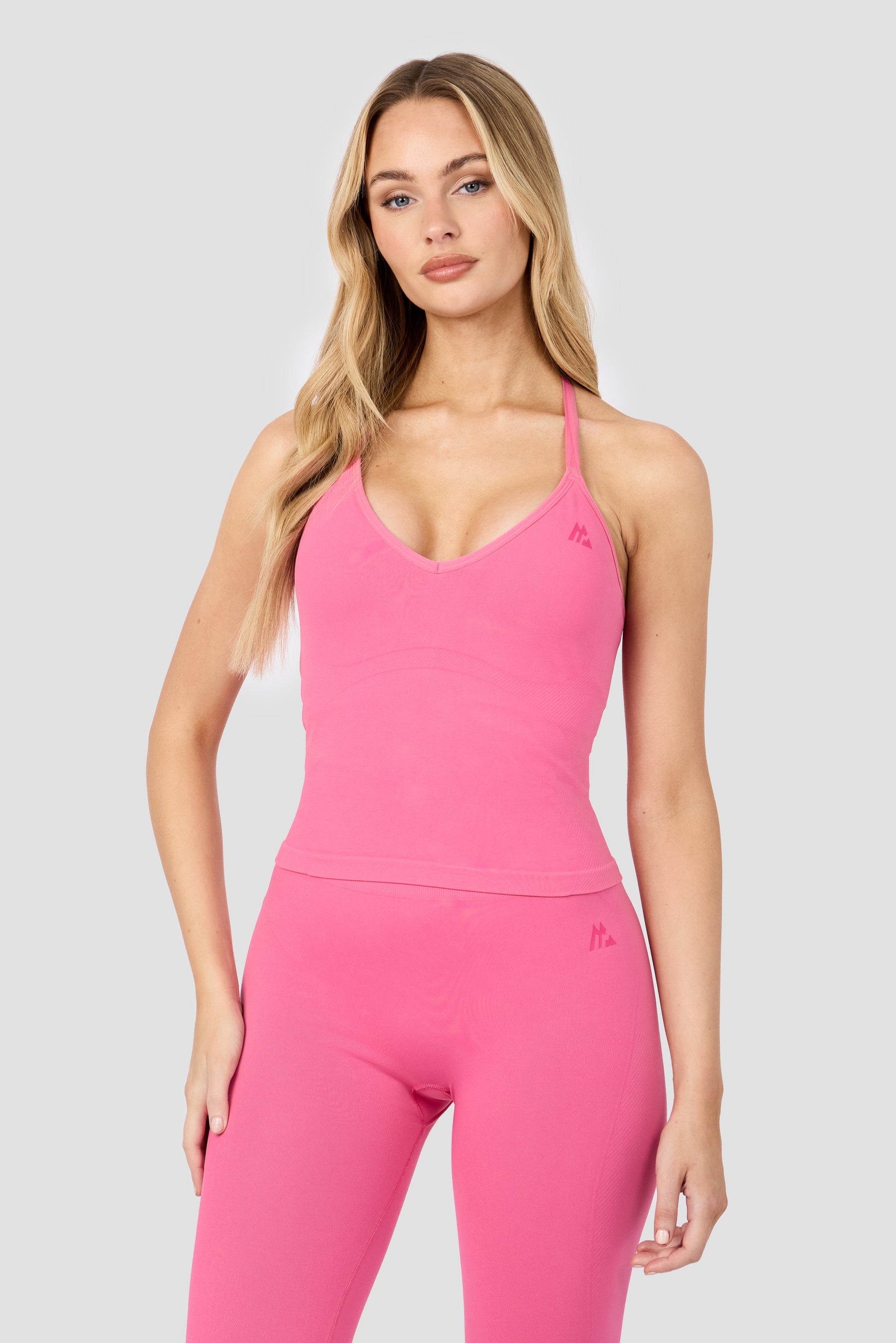 Muse Seamless Halter Neck Tank - Peony Pink