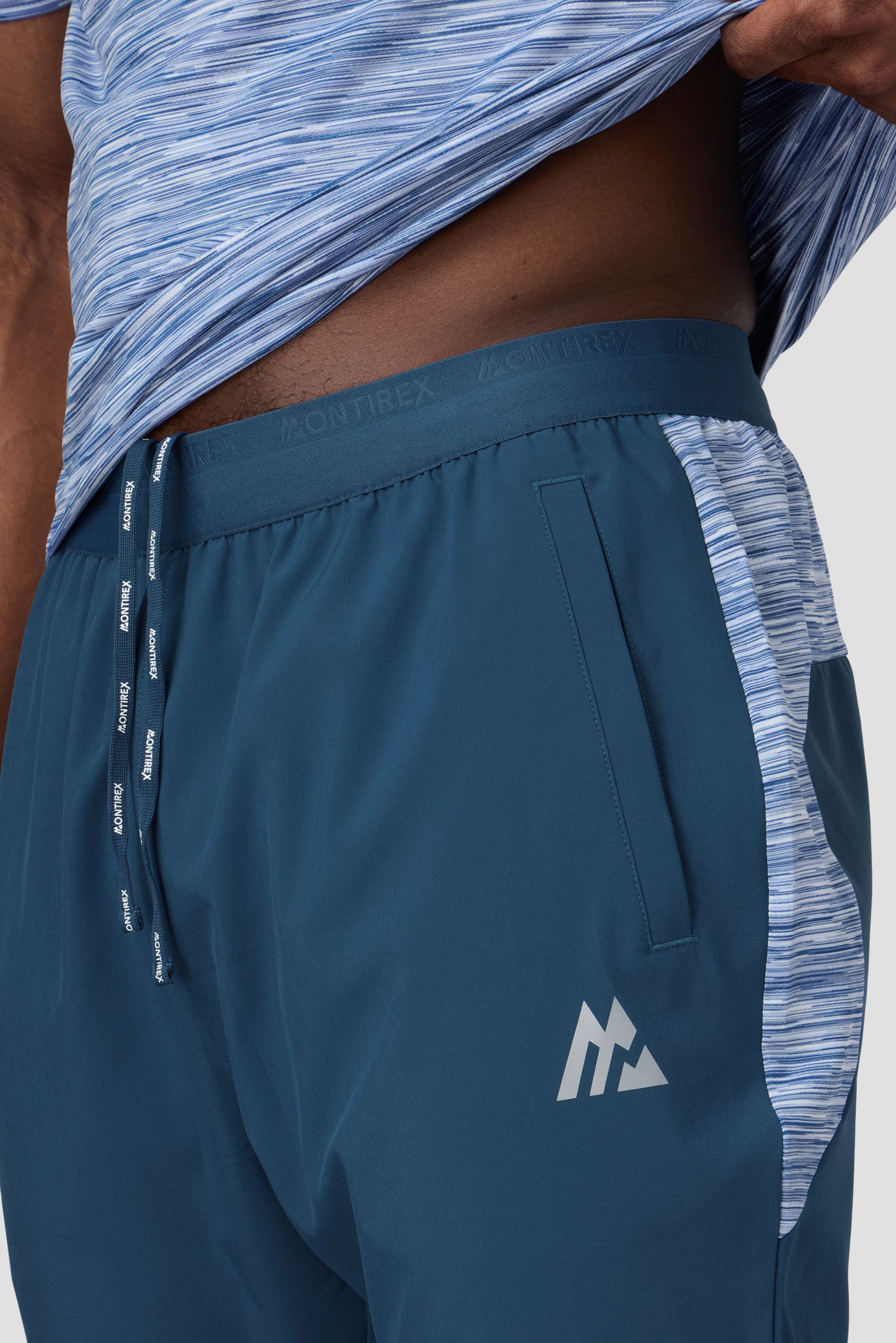 Trail Panel Running Pant - Blue/Light Blue Multi