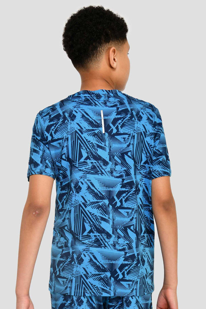 Junior Digi Abstract T-Shirt - Midnight Blue/Maya Blue