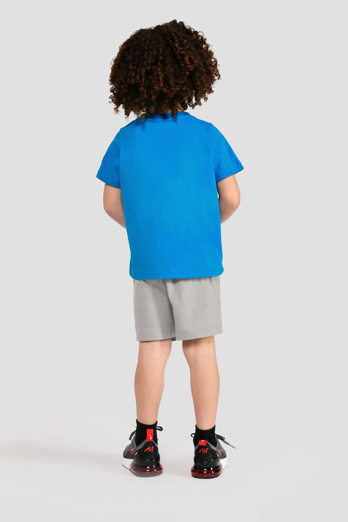 Infants Digi Hex T-Shirt/Short Set - Neon Blue/Platinum Grey
