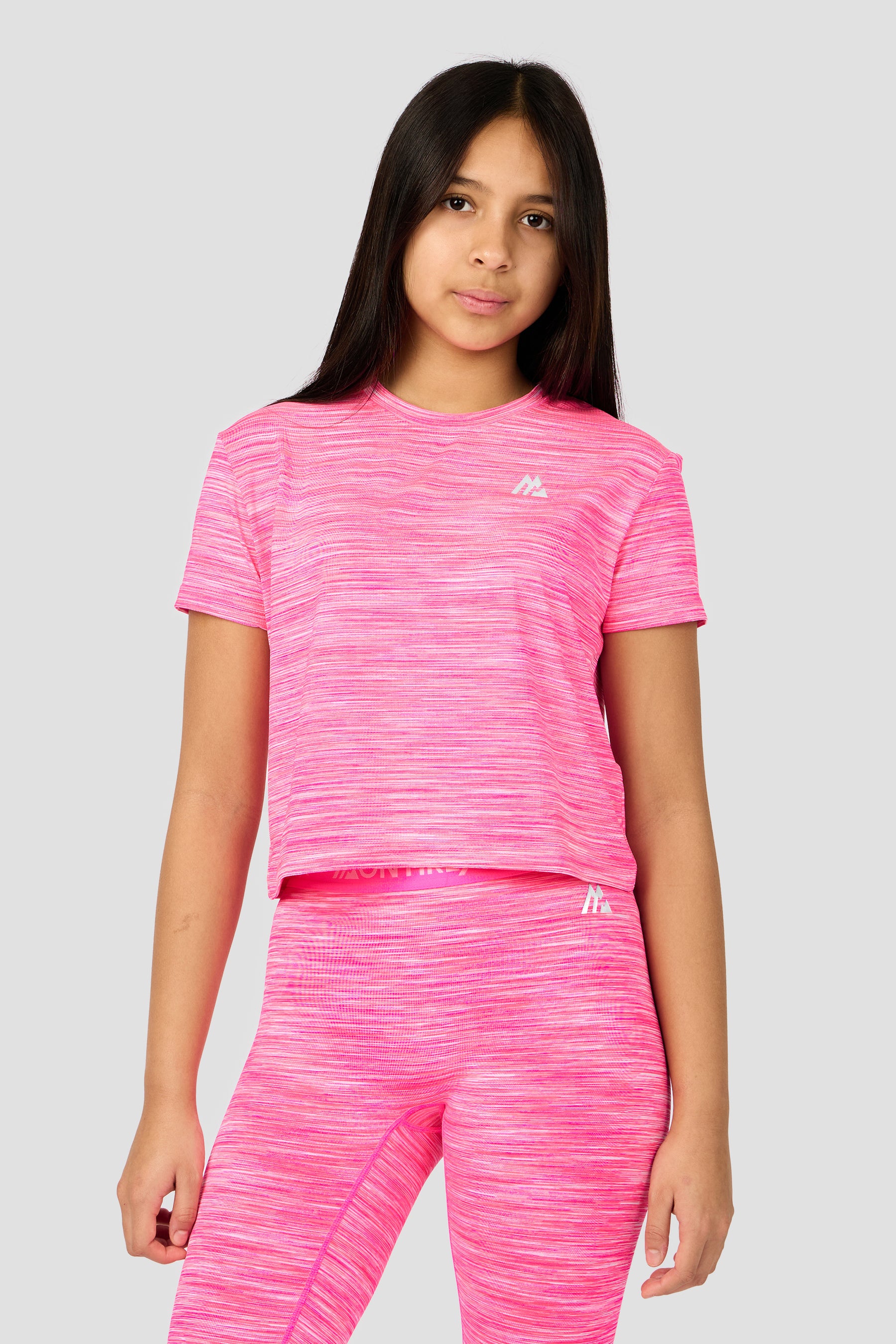 Girls Trail Box T-Shirt - Neon Pink Multi/White