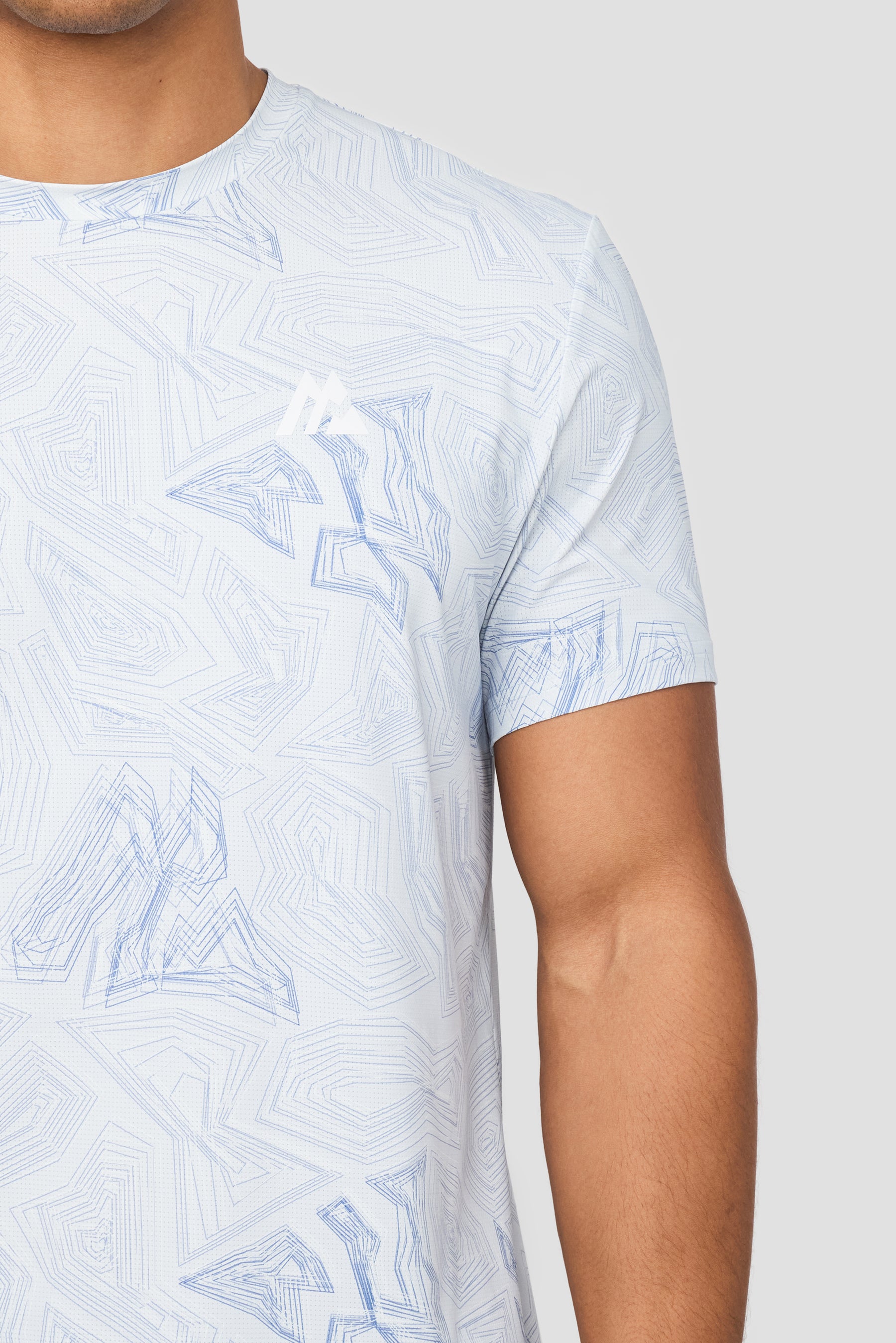 Geo M Print T-Shirt - Summer Mist/Charcoal Blue