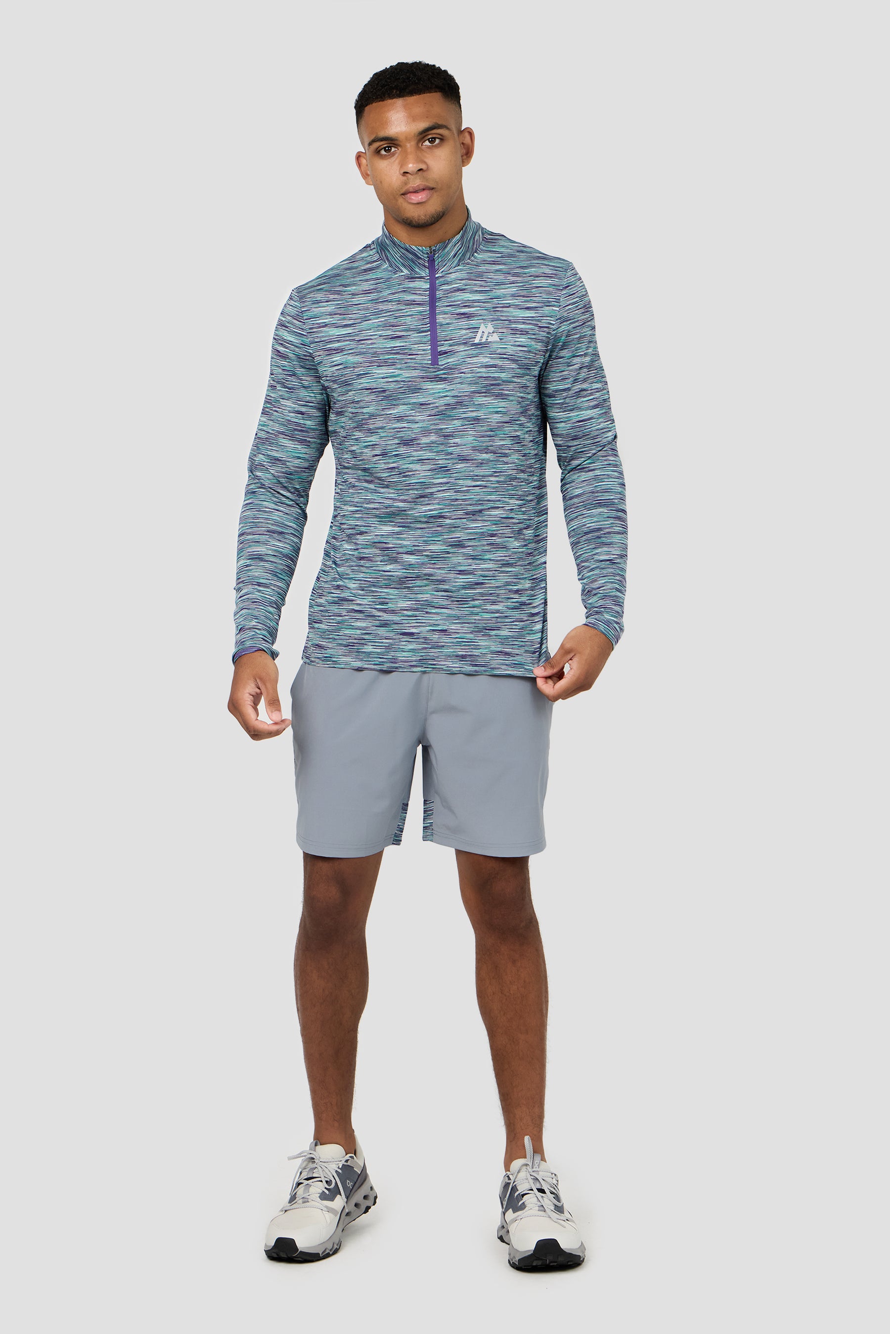 Trail 1/4 Zip - Grey/Green/Purple