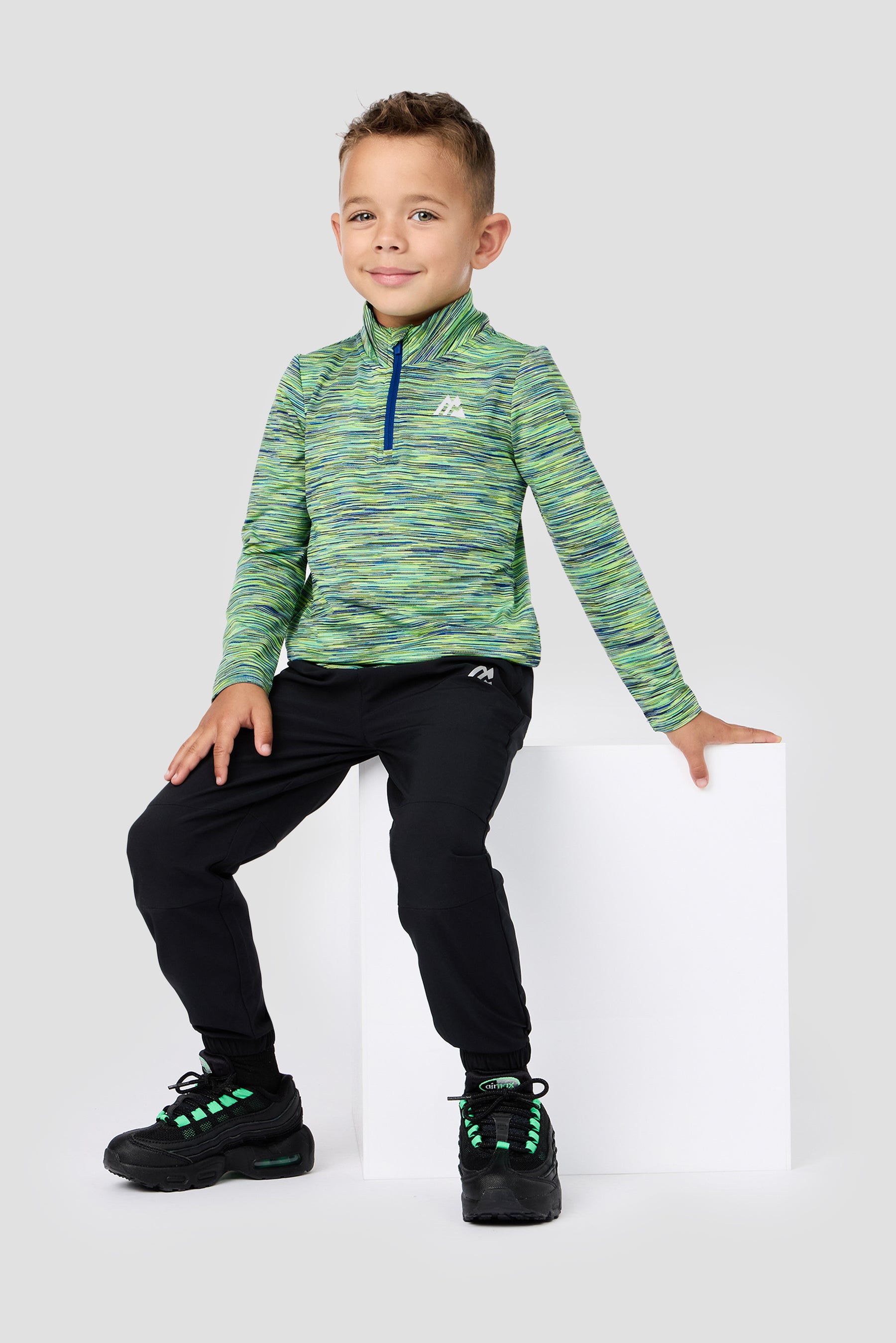 Infant Boys Trail 1/4 Zip/Pant Set - Blue/Neon Green/Black