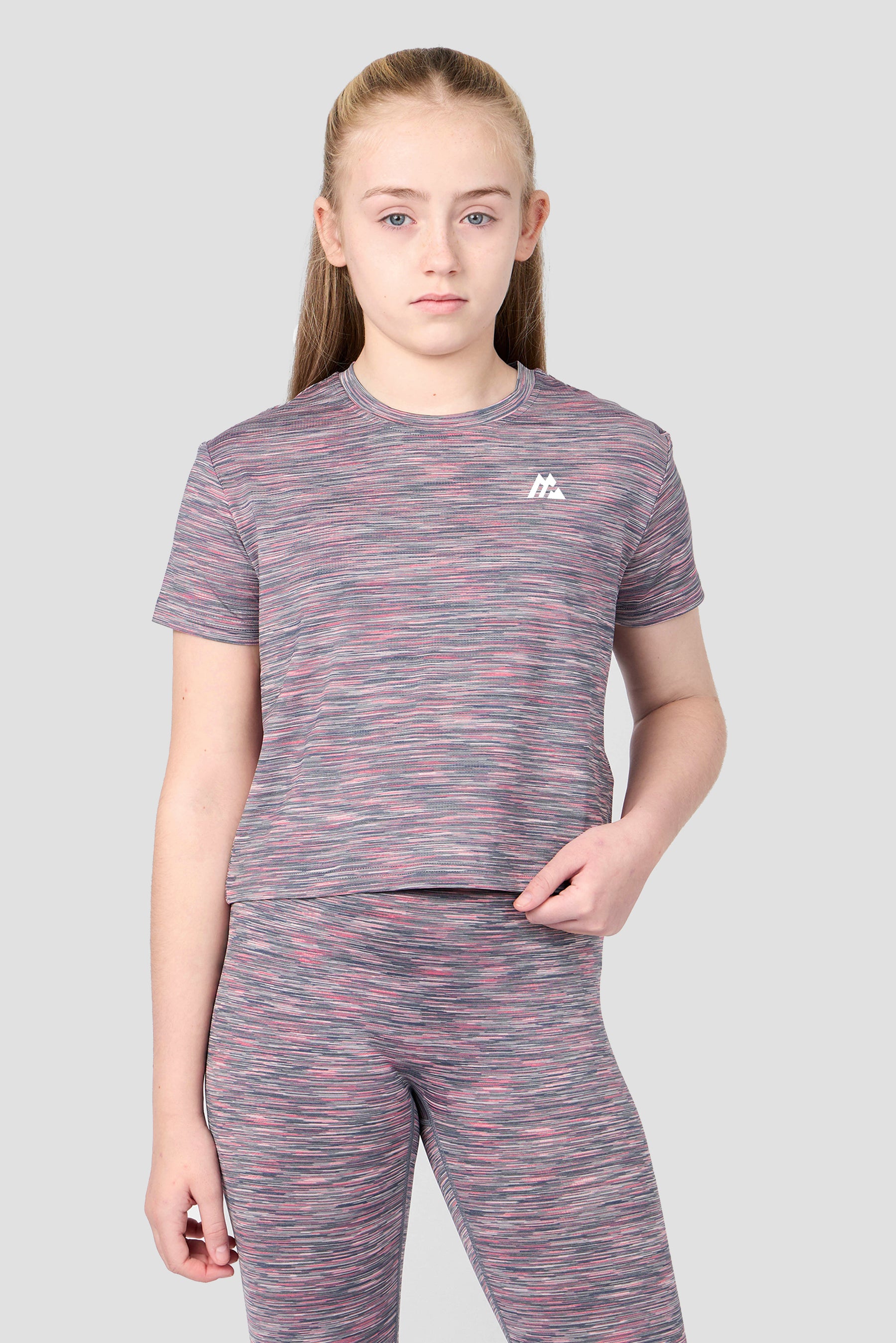 Girls Trail Box T-Shirt - Grey Multi/Pink