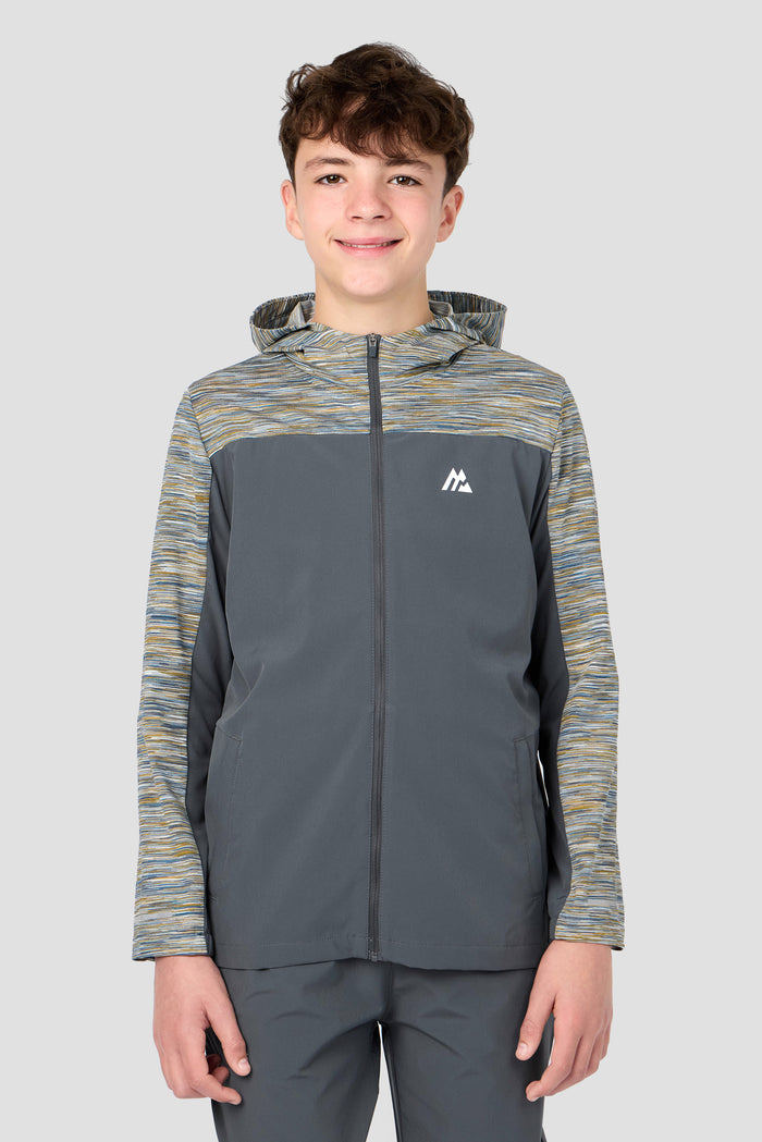 Boys Trail Windbreaker - Grey/Blue/Orange