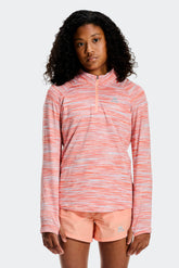 Girls Trail 1/4 Zip - Peach/Sky/White