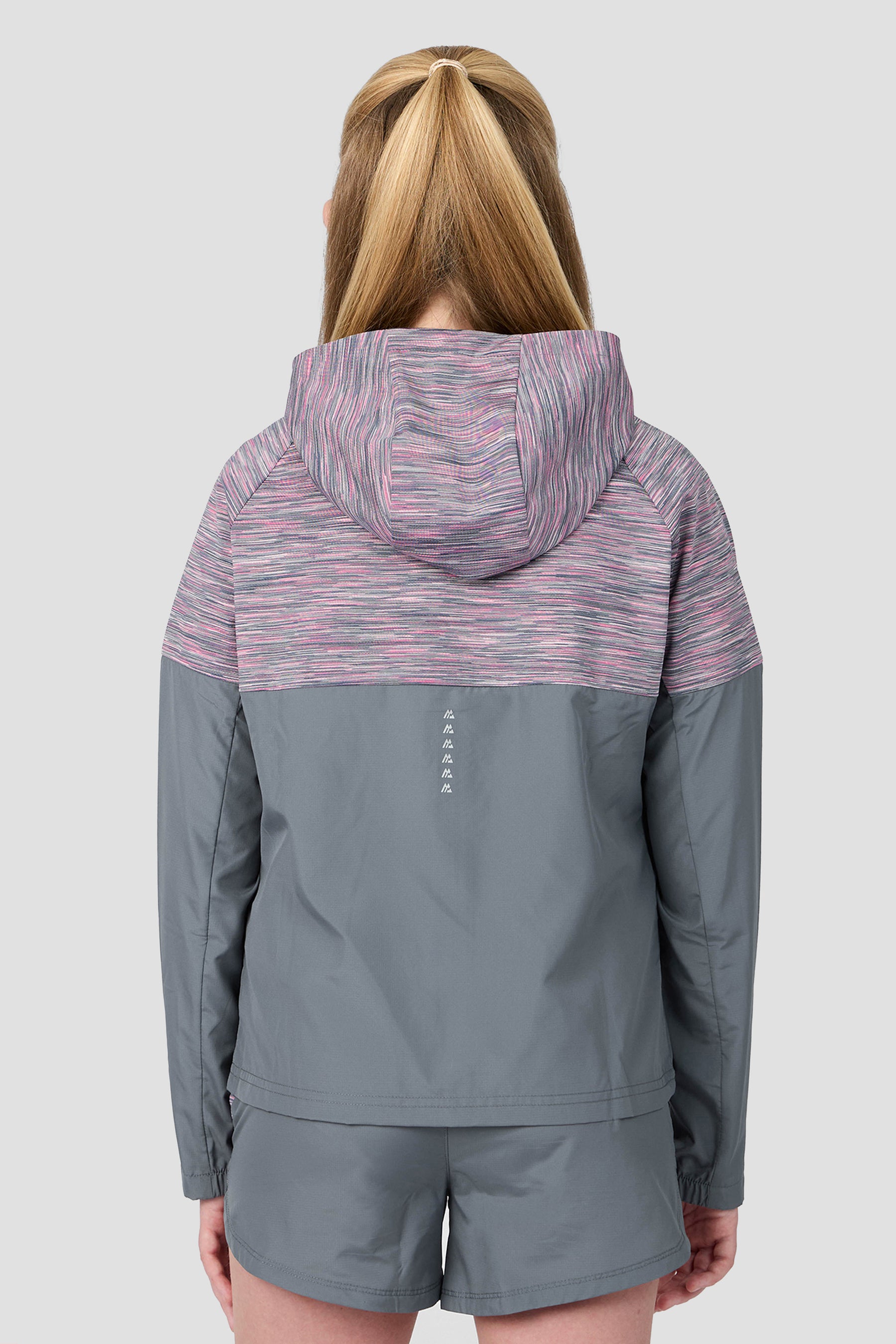 Girls Trail Windbreaker - Grey Multi/Pink