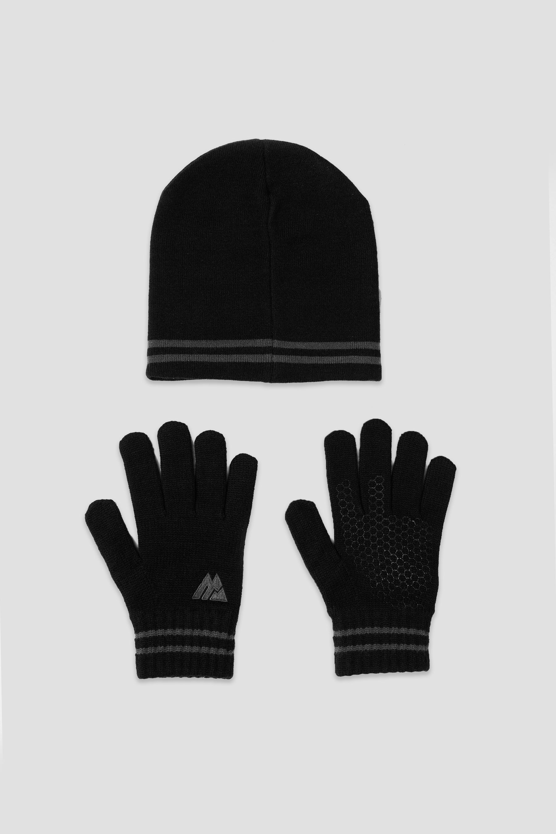Junior Ibex Beanie/Gloves Set - Black/Asphalt