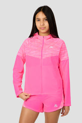 Girls Trail Windbreaker - Neon Pink Multi/White