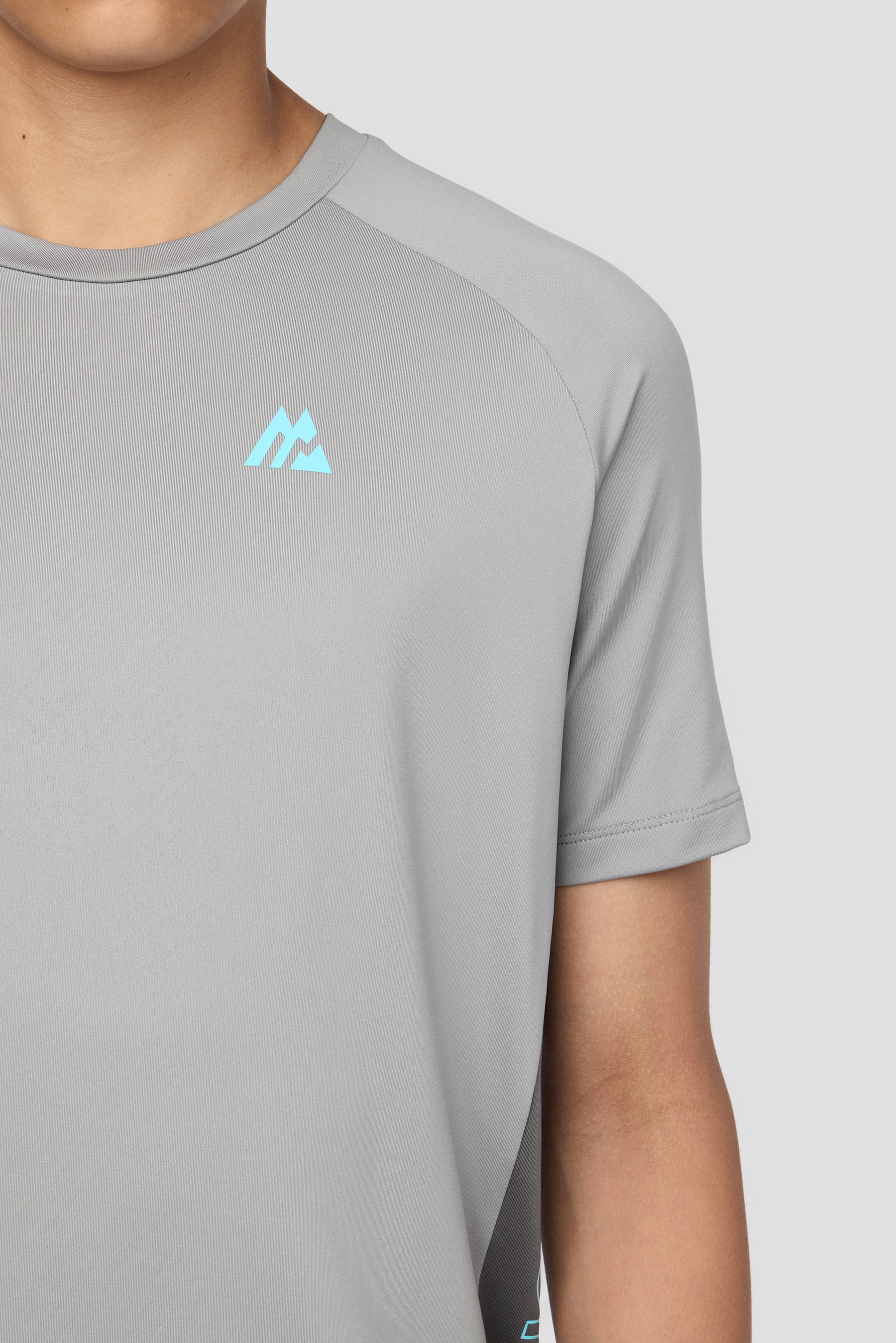 Boys Optic T-Shirt - Platinum Grey/Cement Grey/Neon Sky