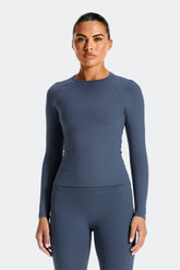 Form Langarm-T-Shirt – Vergrautes Indigo