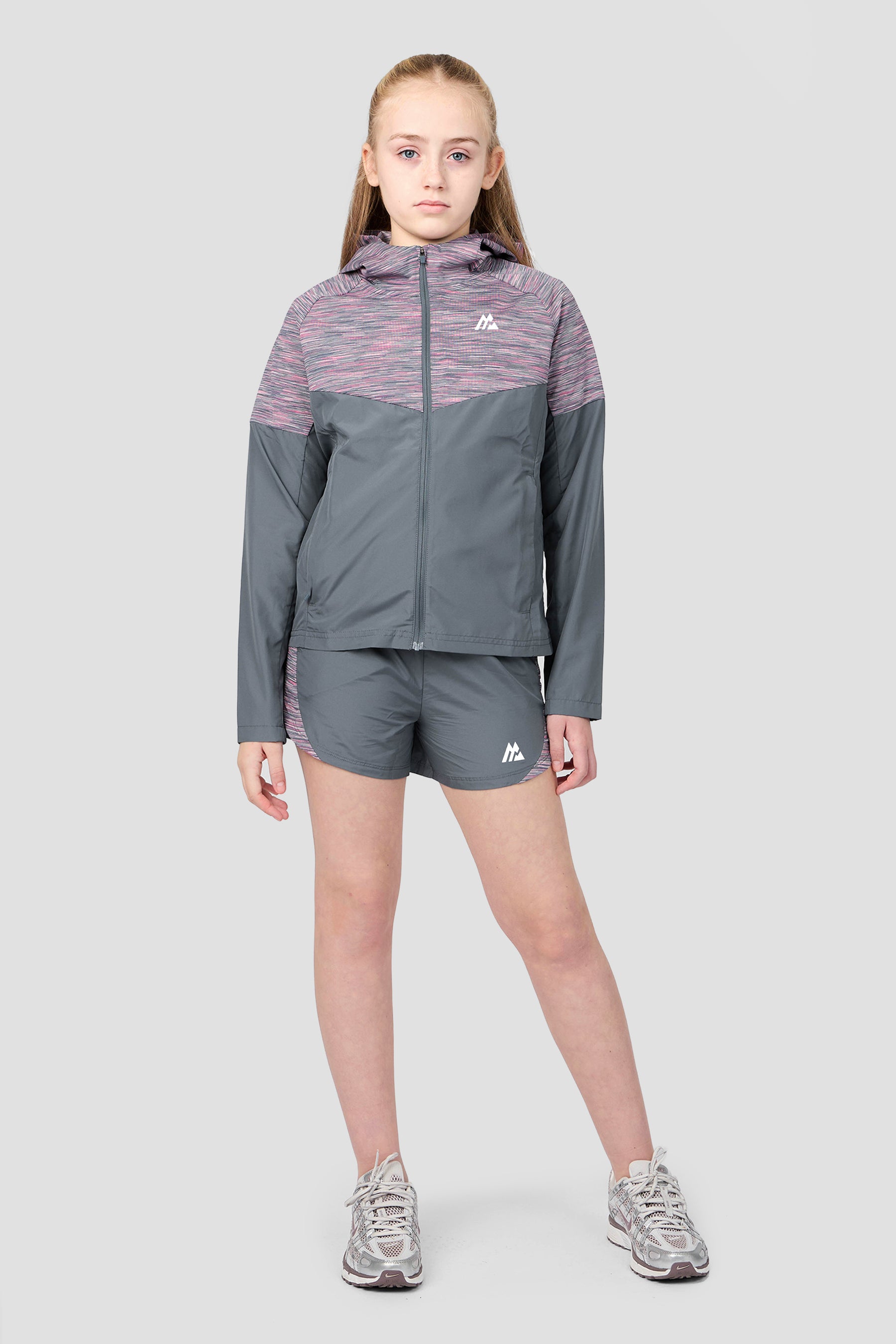 Girls Trail Panel Short - Grey Multi/Pink