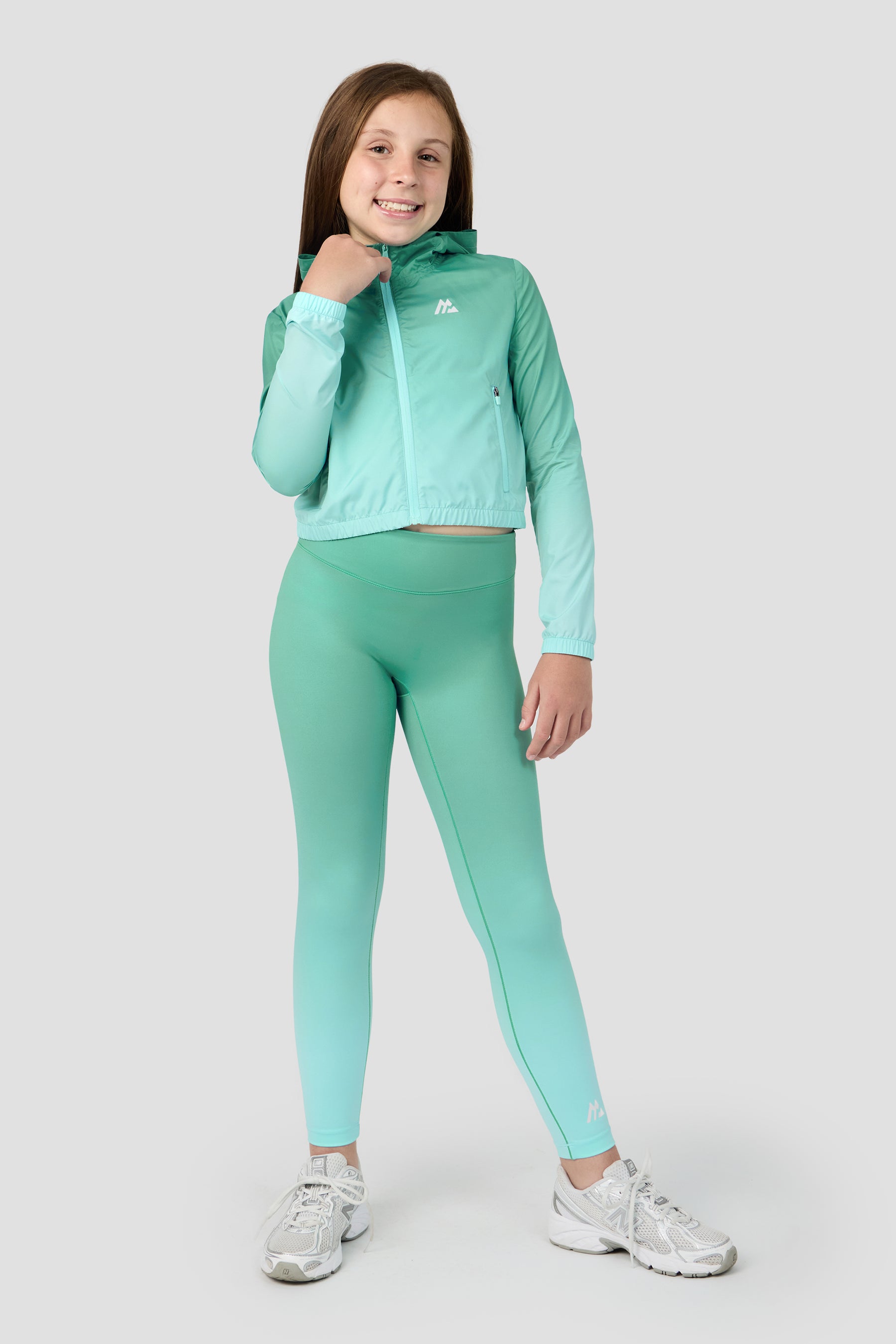 Girls Glow Windbreaker - Mineral Green/Arctic Blue