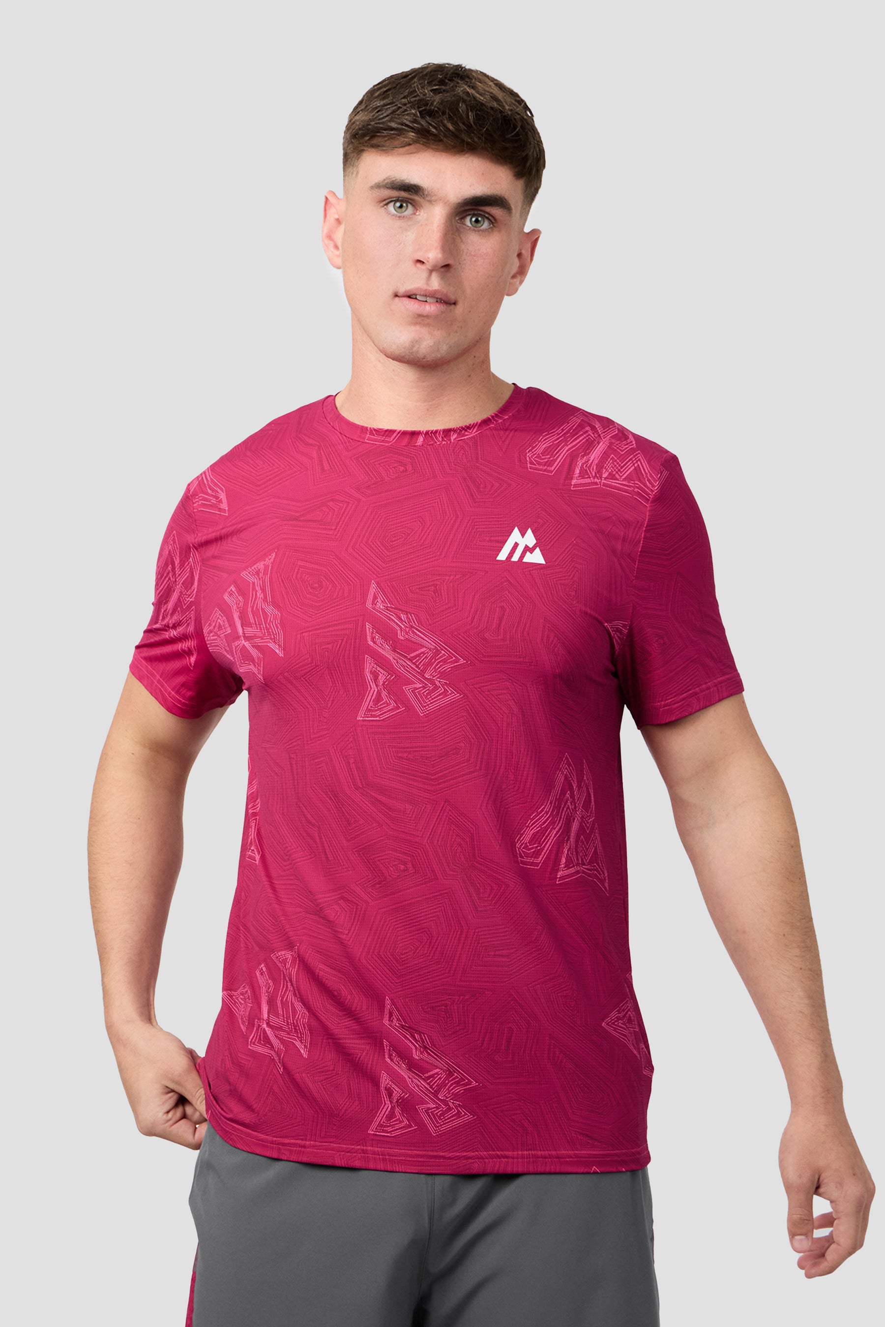 Geo M Print T-Shirt - Cerise