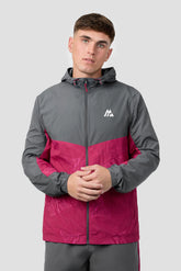Geo M Print Windbreaker - Slate Grey/Cherry